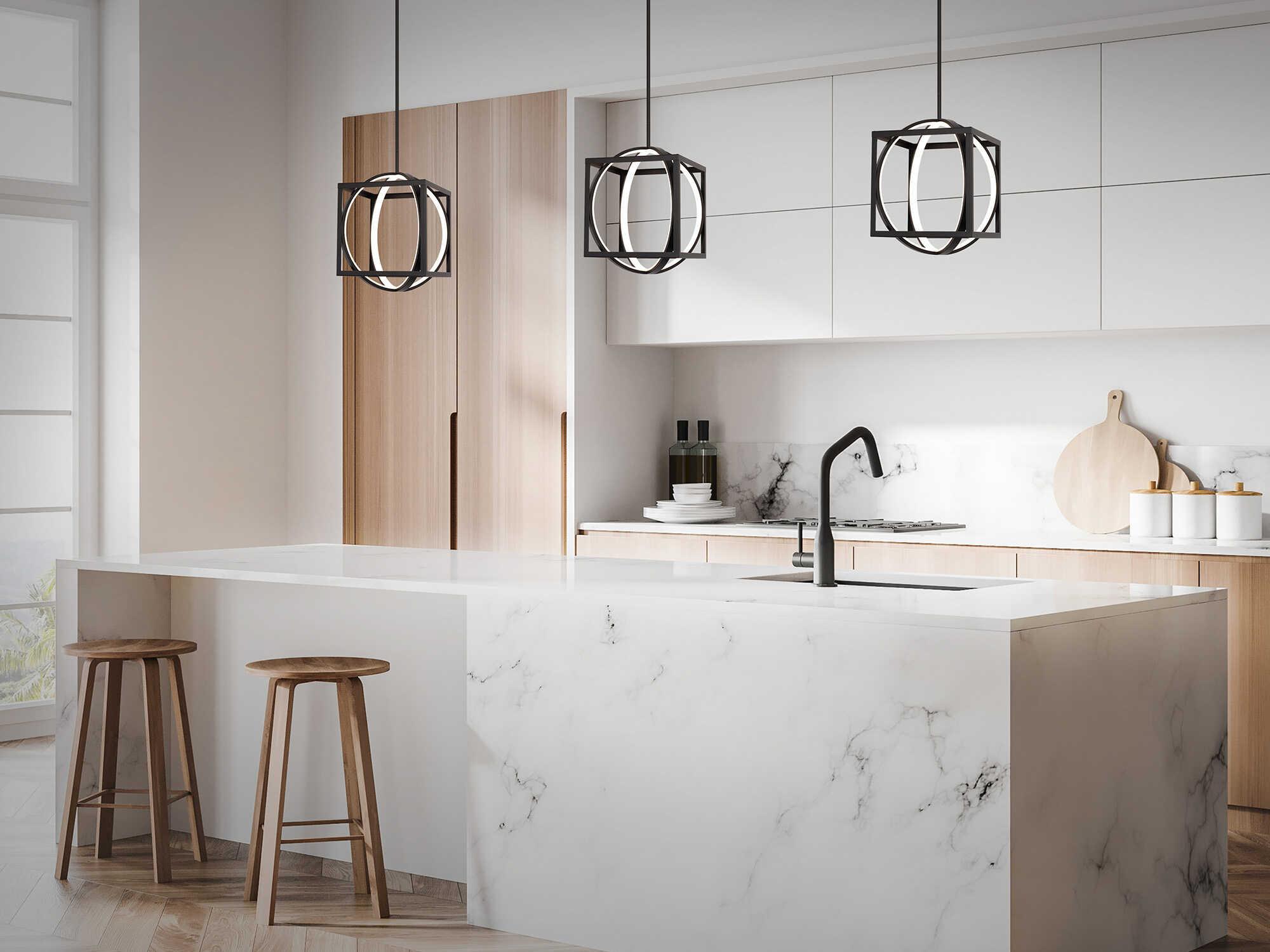 dweLED by WAC Lighting Geometrix 2-Light Black LED Geometric Mini Pendant