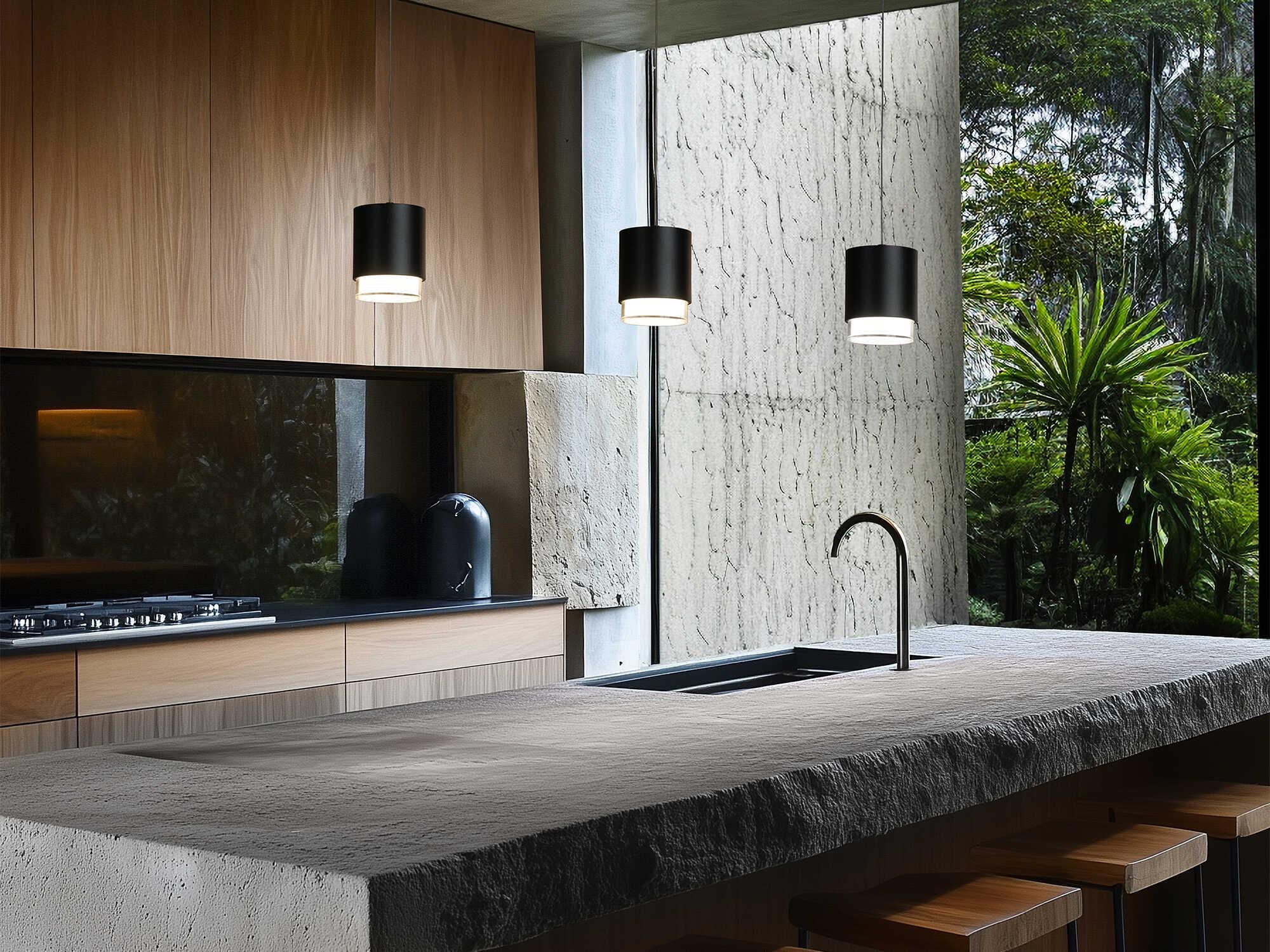 dweLED by WAC Lighting Cloak 1-Light Black Cylinder Mini Pendant