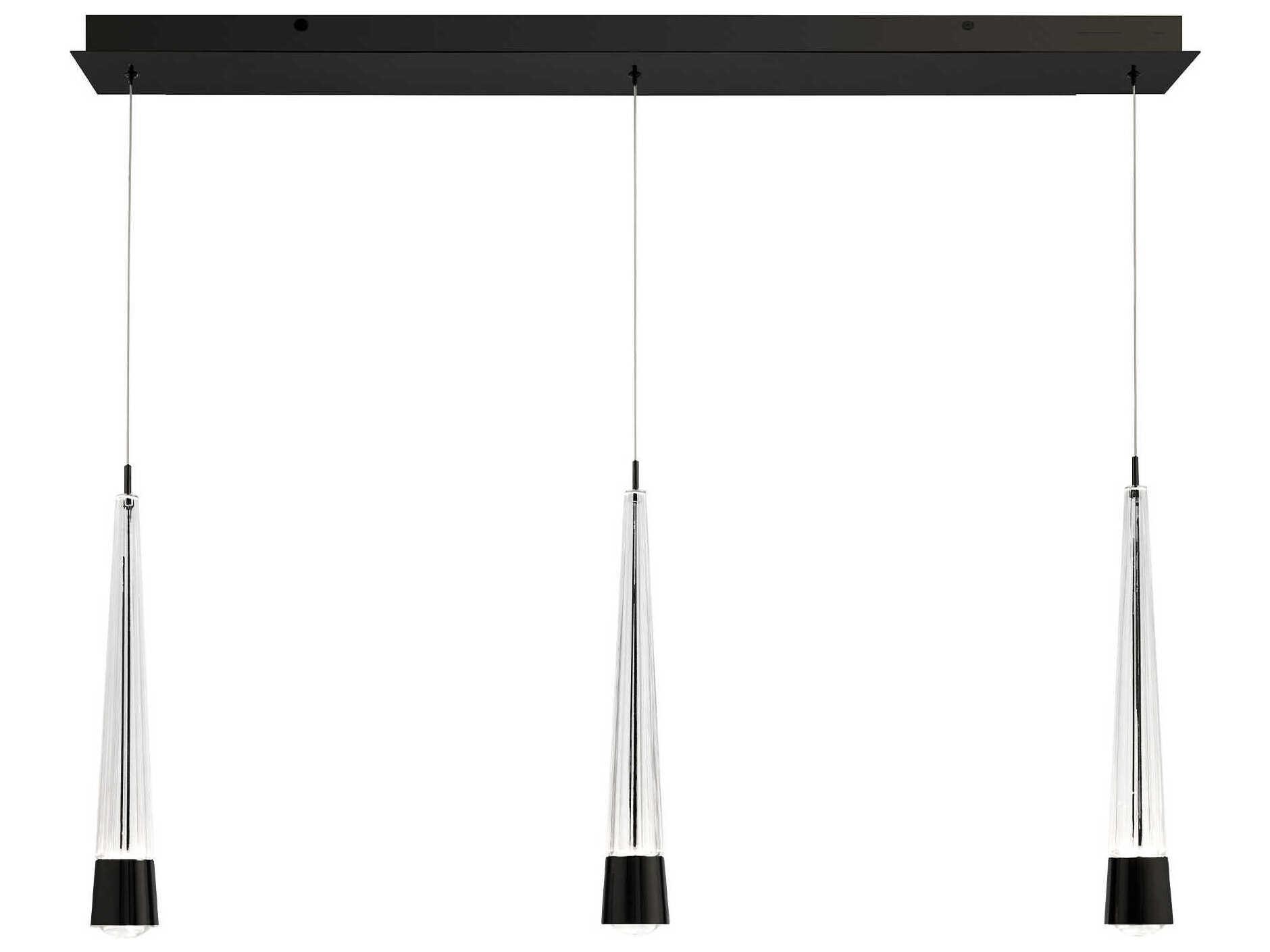 dweLED by WAC Lighting Quill 3-Light Black Linear Island Pendant