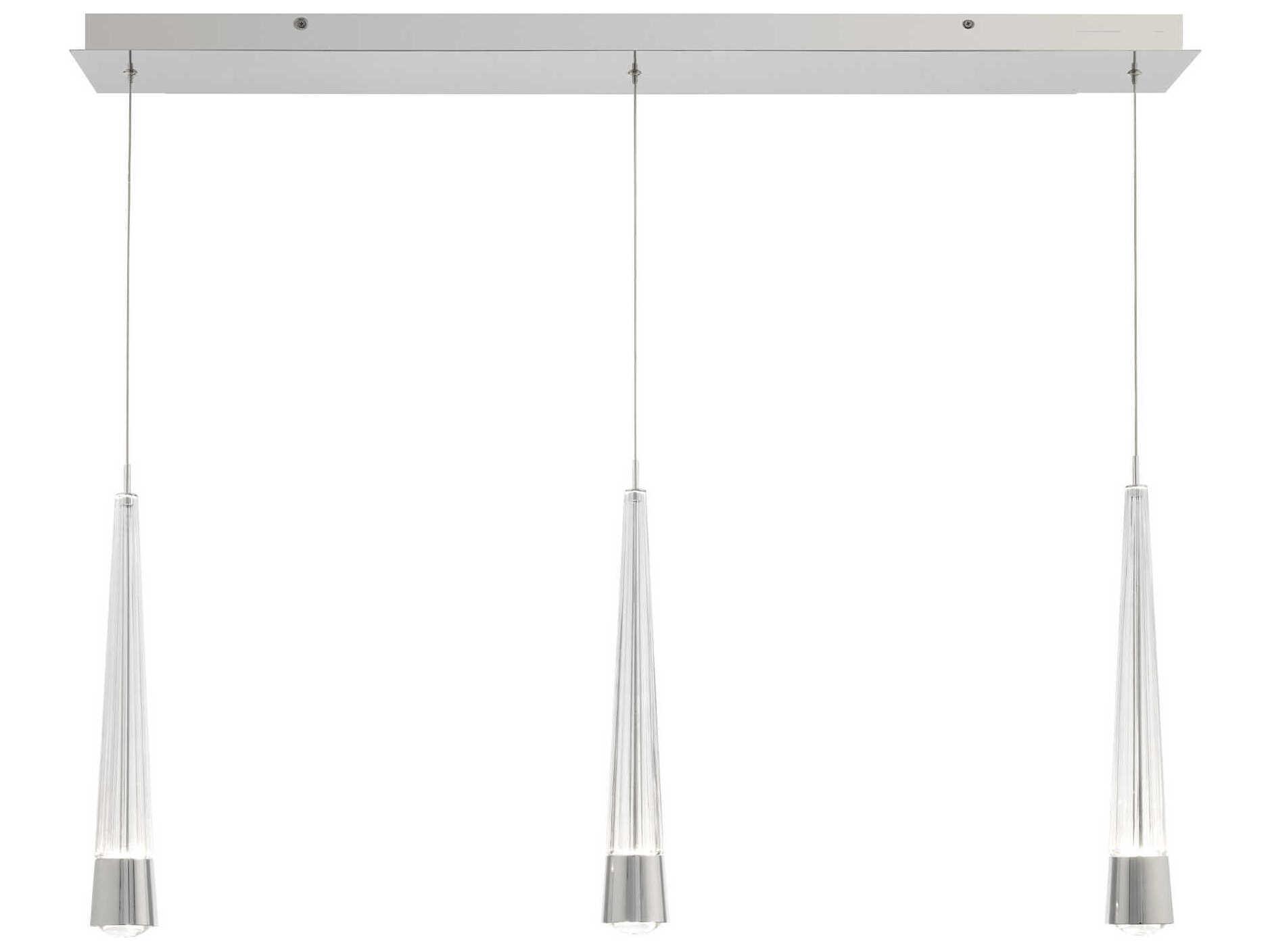 dweLED by WAC Lighting Quill 3-Light Chrome Linear Island Pendant