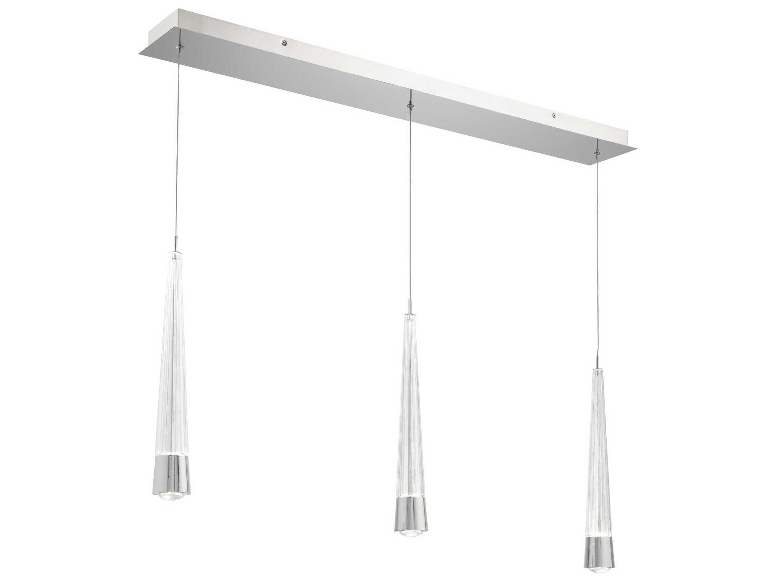 dweLED by WAC Lighting Quill 3-Light Chrome Linear Island Pendant