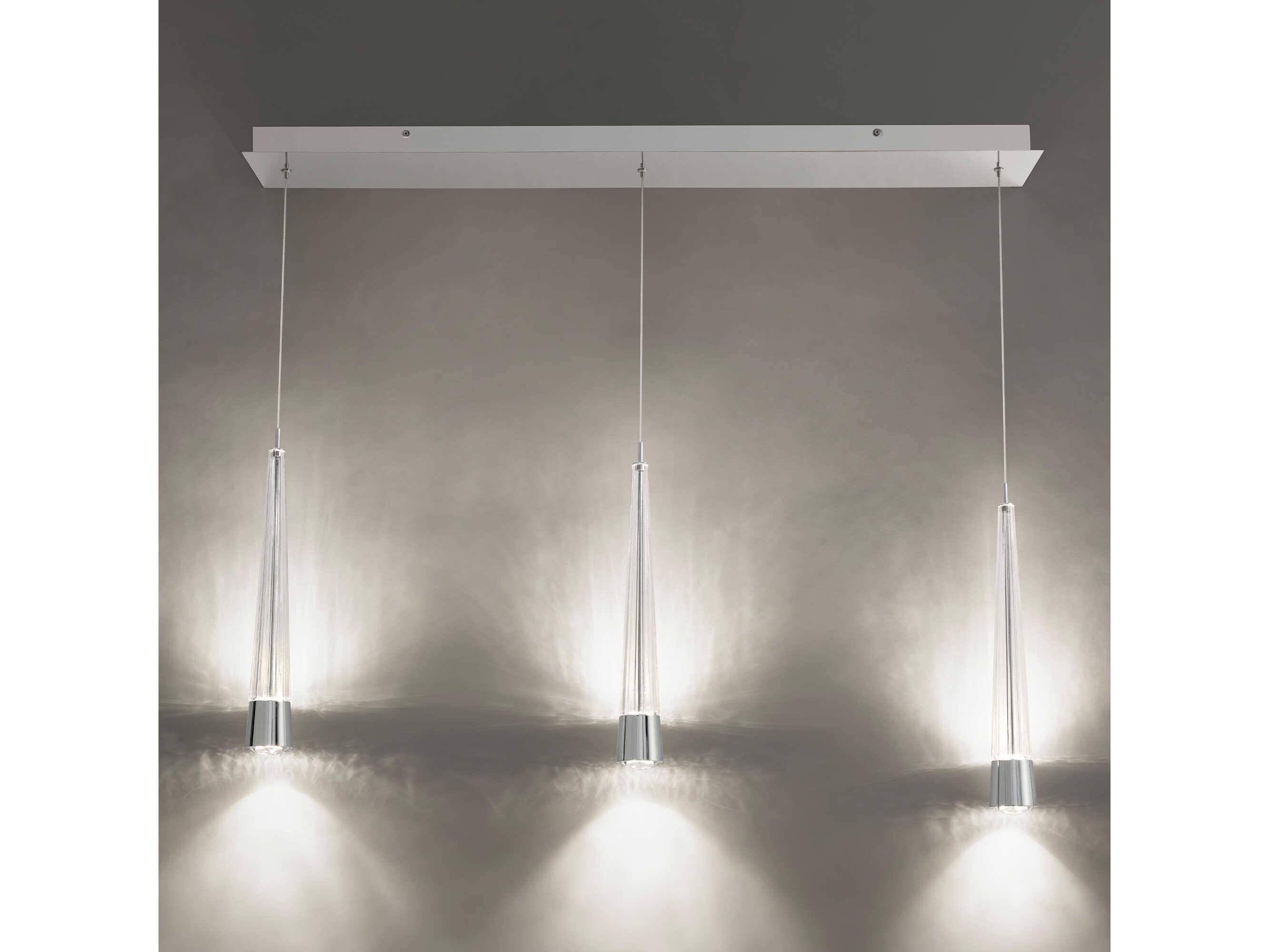 dweLED by WAC Lighting Quill 3-Light Chrome Linear Island Pendant