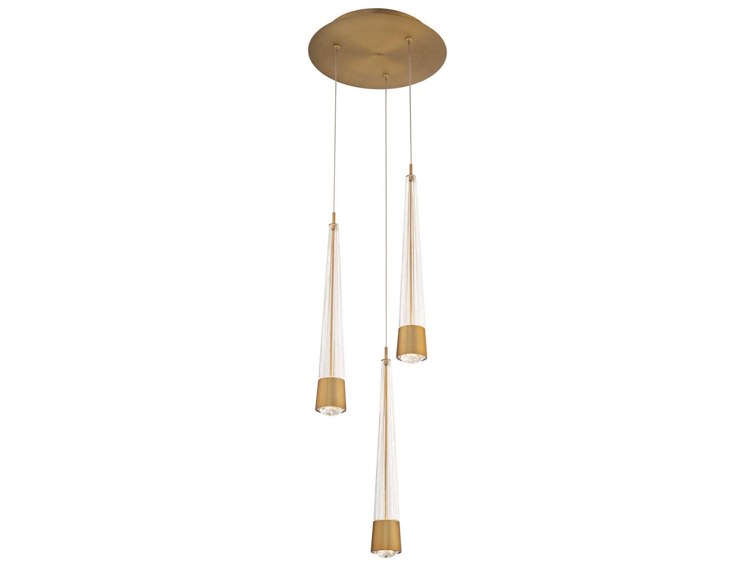 dweLED by WAC Lighting Quill 3-Light Aged Brass Linear Mini Pendant