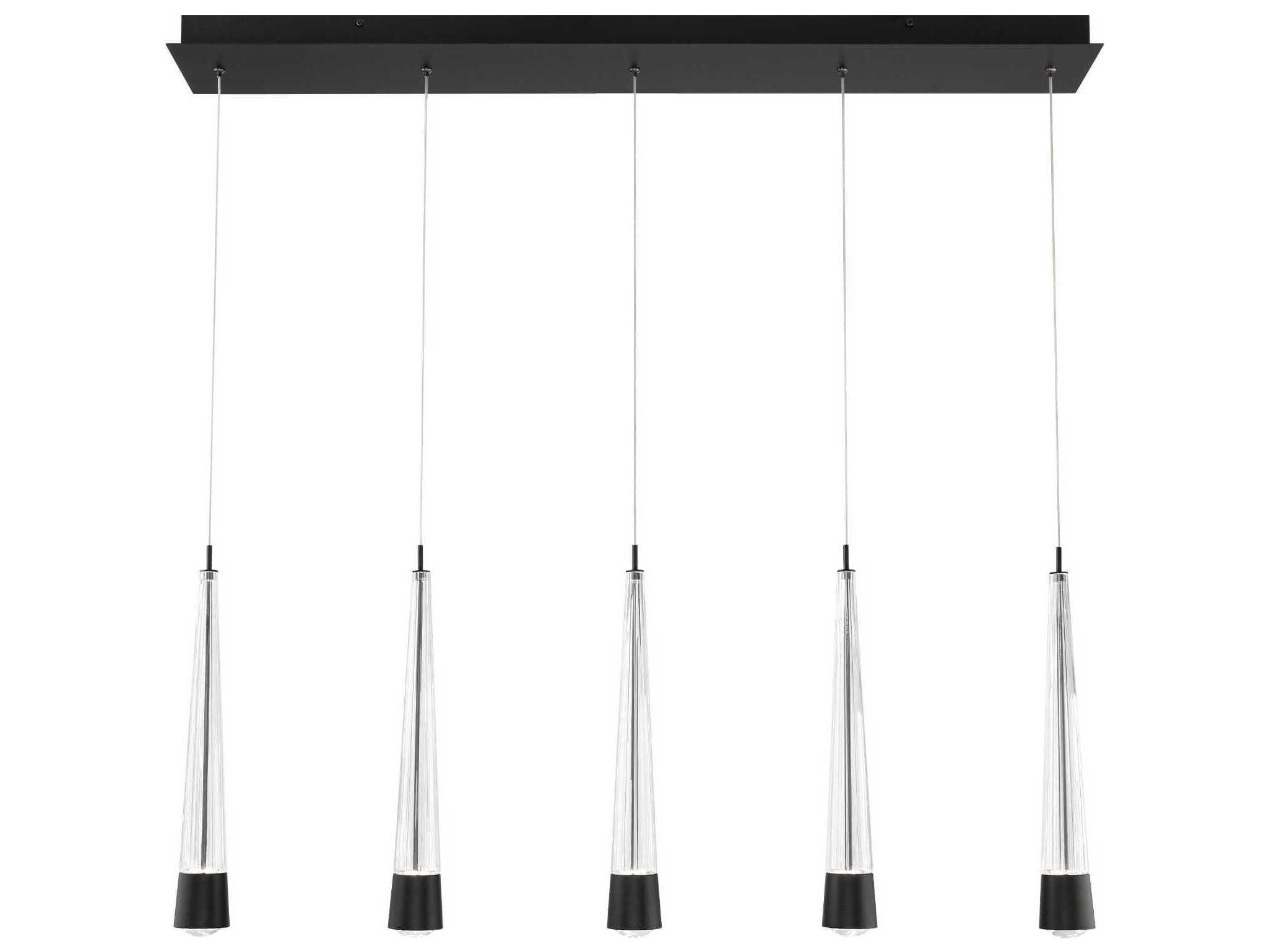 dweLED by WAC Lighting Quill 5-Light Black Linear Island Pendant