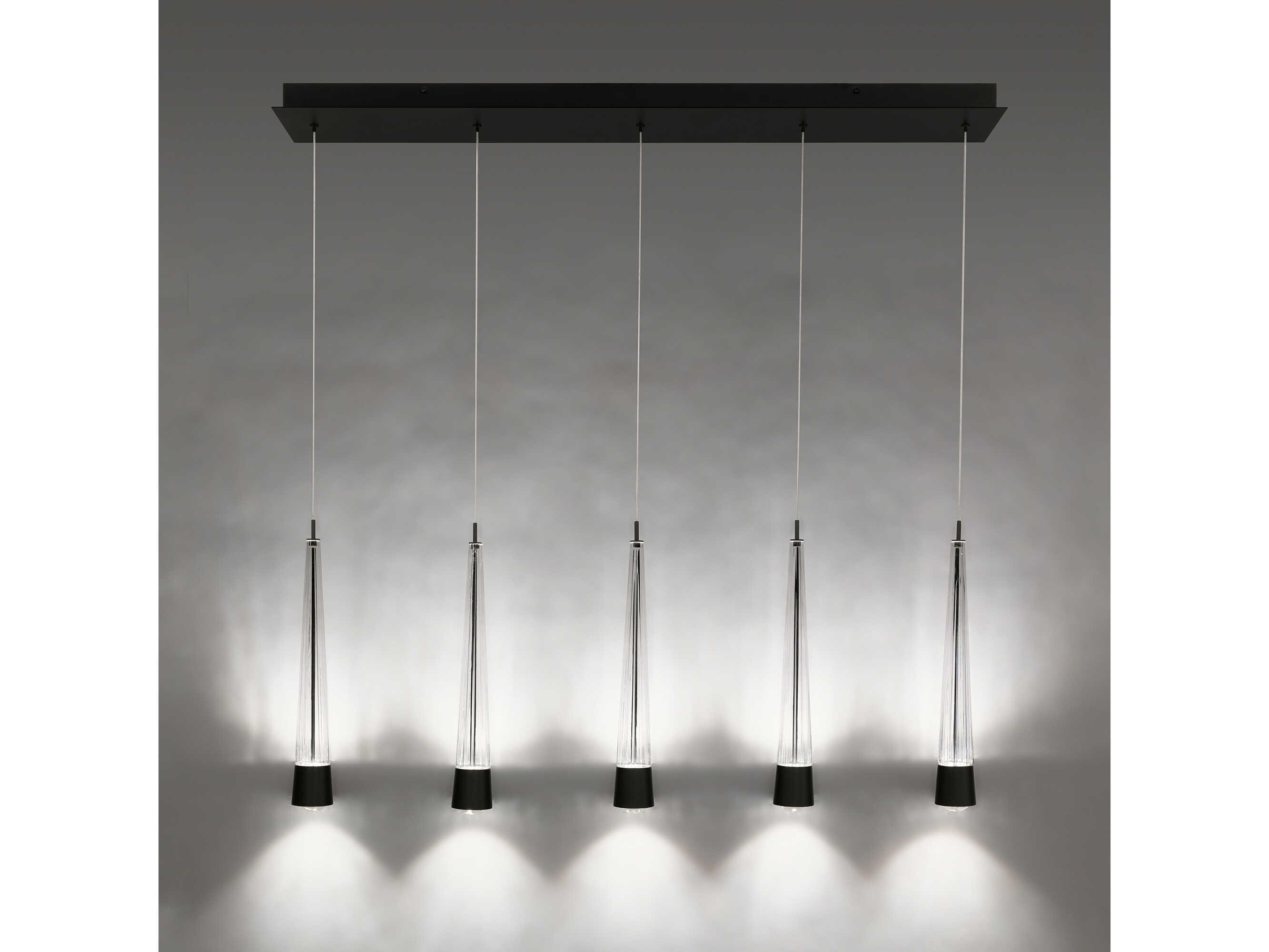 dweLED by WAC Lighting Quill 5-Light Black Linear Island Pendant