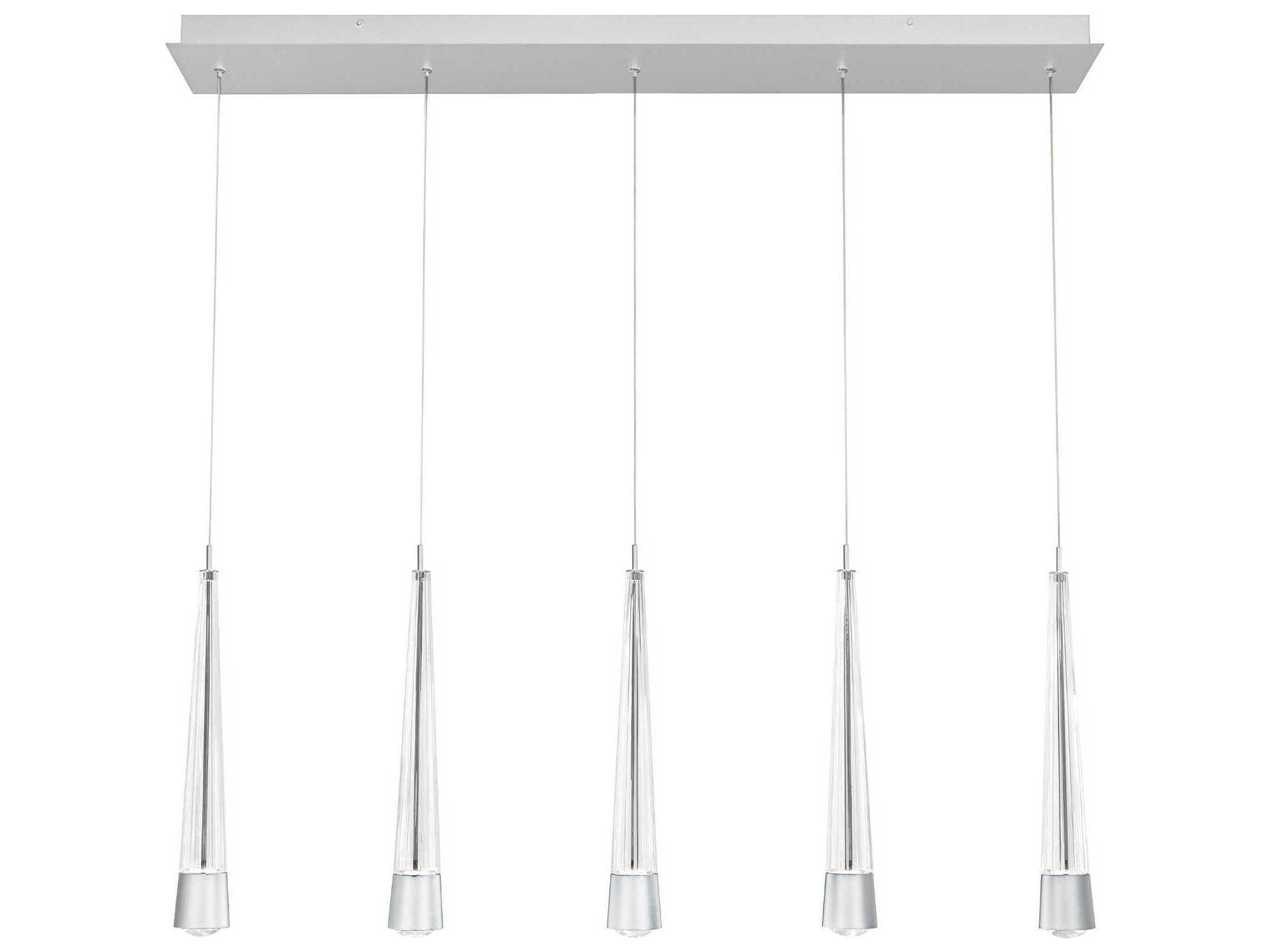 dweLED by WAC Lighting Quill 5-Light Chrome Linear Island Pendant