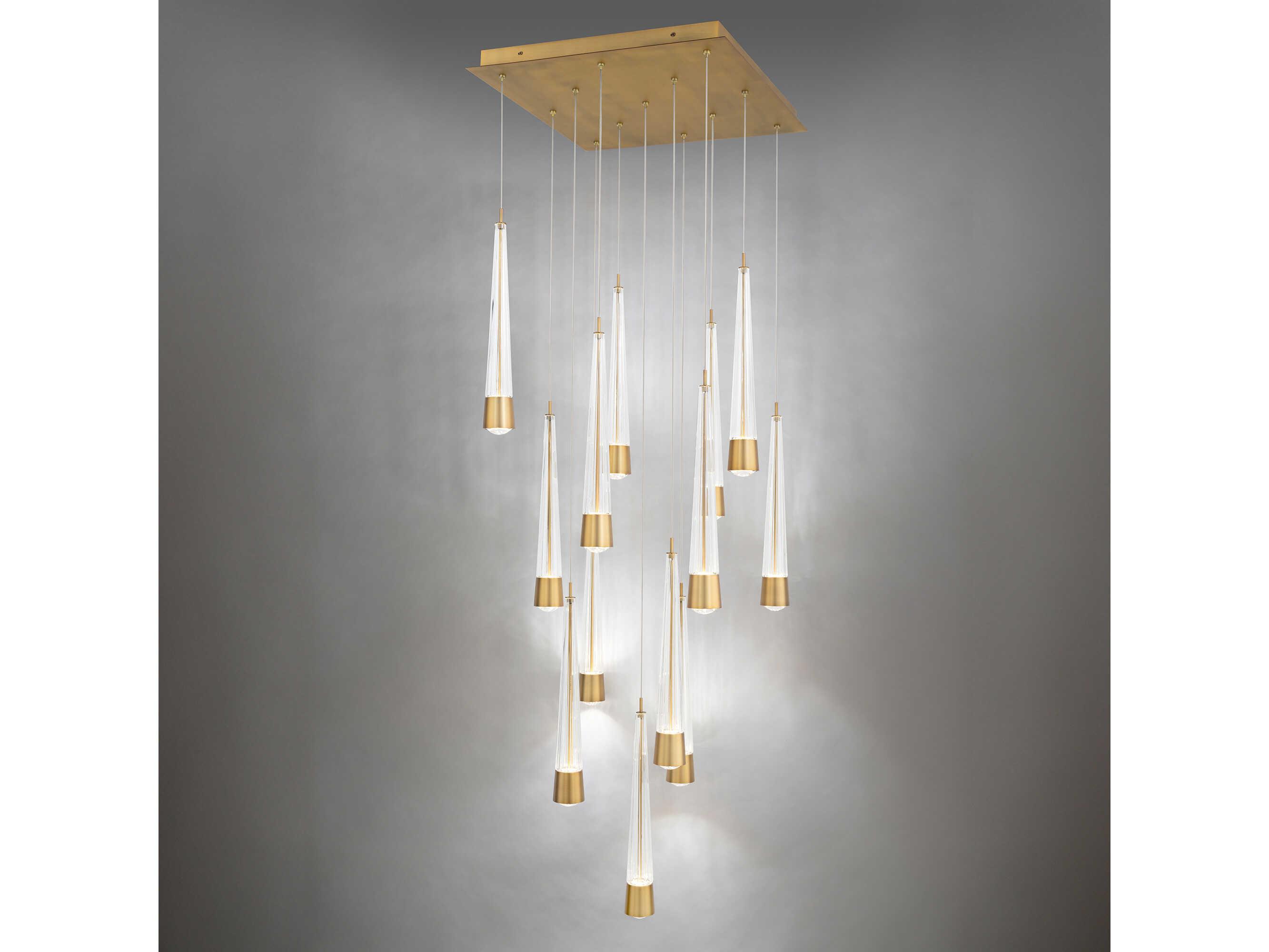 dweLED by WAC Lighting Quill 13-Light Aged Brass Linear Pendant