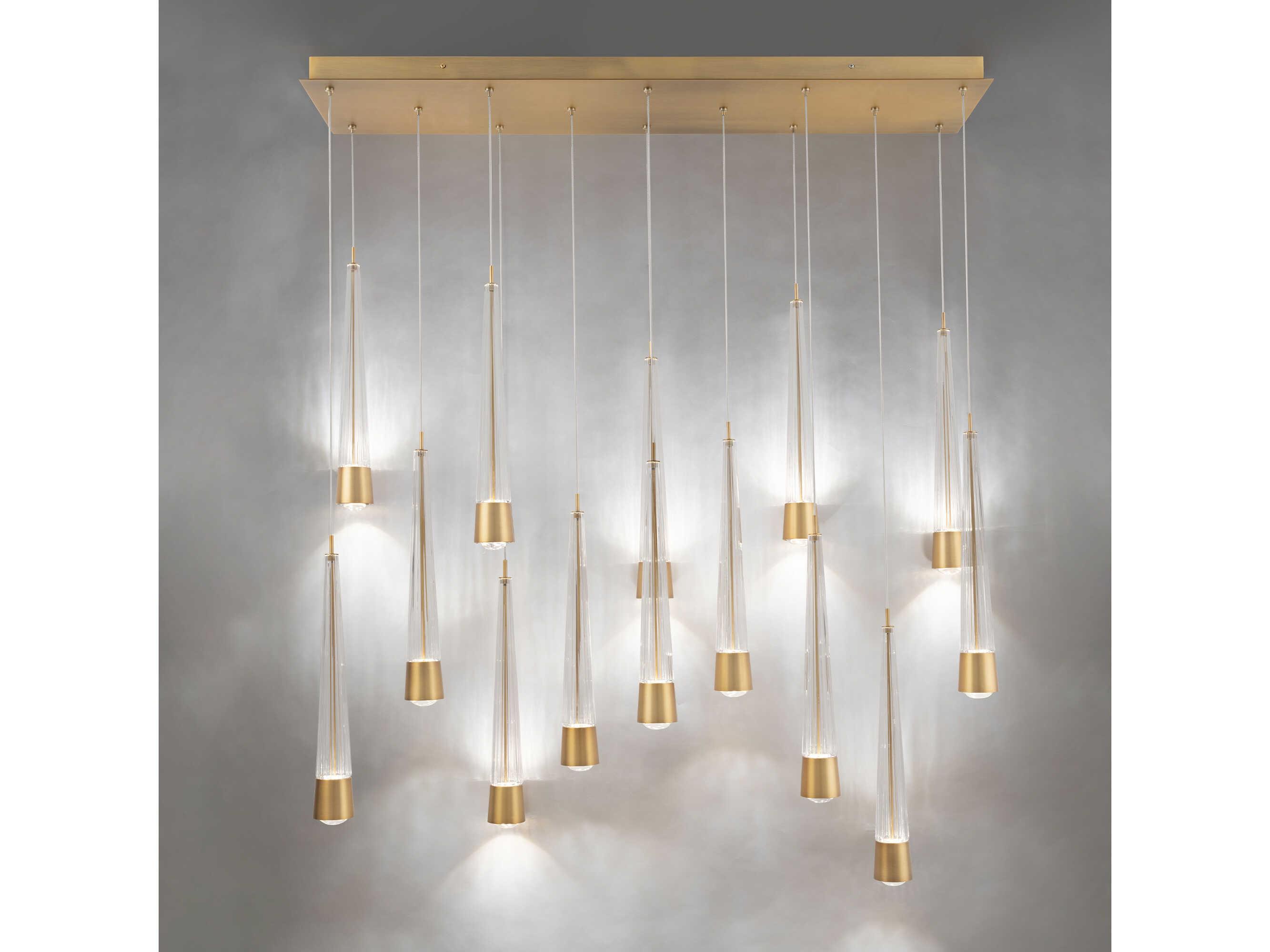 dweLED by WAC Lighting Quill 14-Light Aged Brass Linear Island Pendant