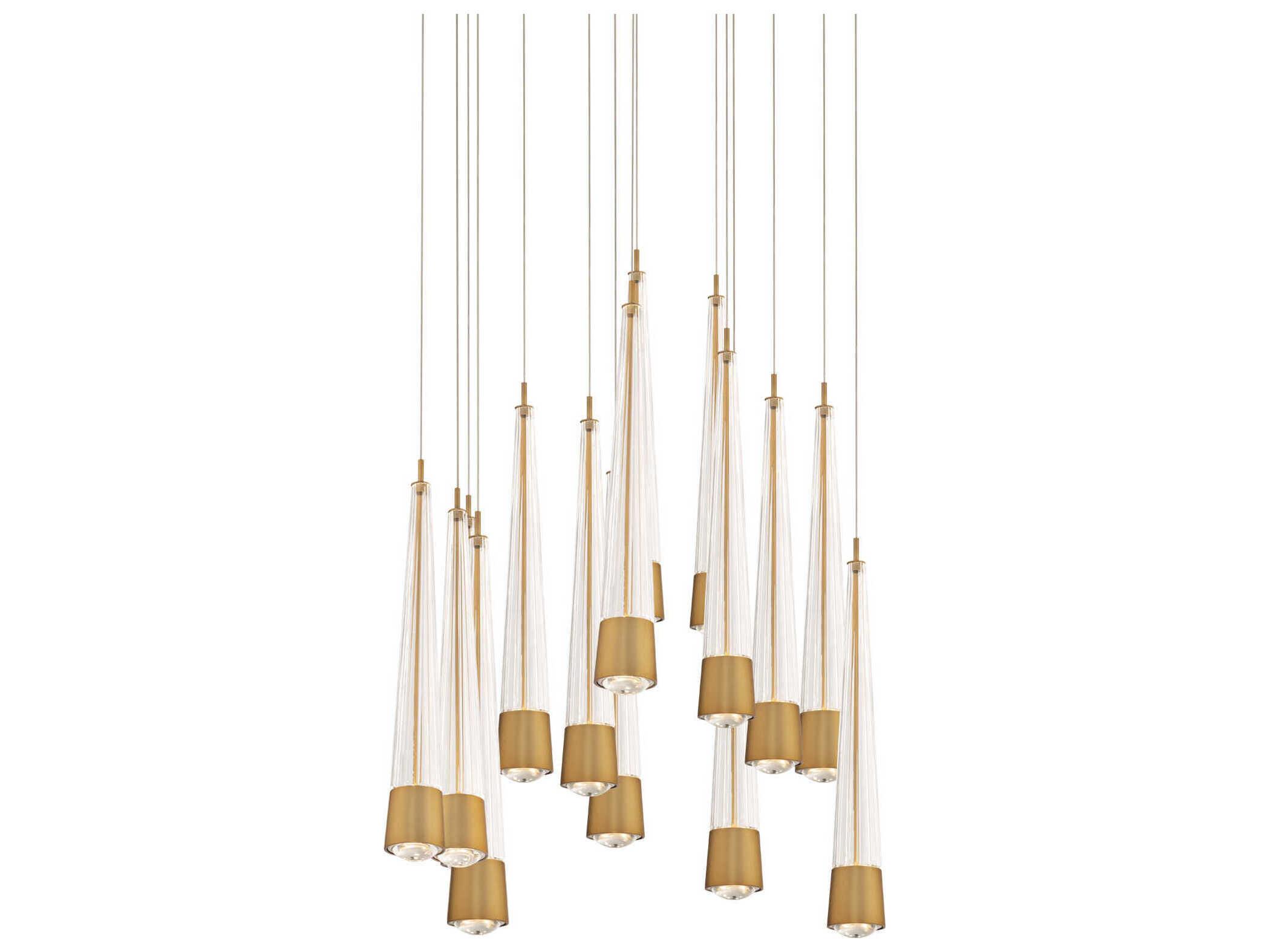 dweLED by WAC Lighting Quill 15-Light Aged Brass Linear Pendant