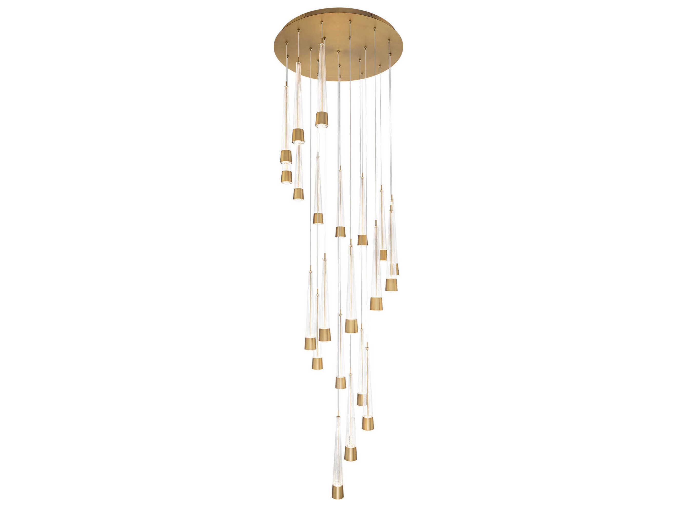 dweLED by WAC Lighting Quill 21-Light Aged Brass Linear Pendant