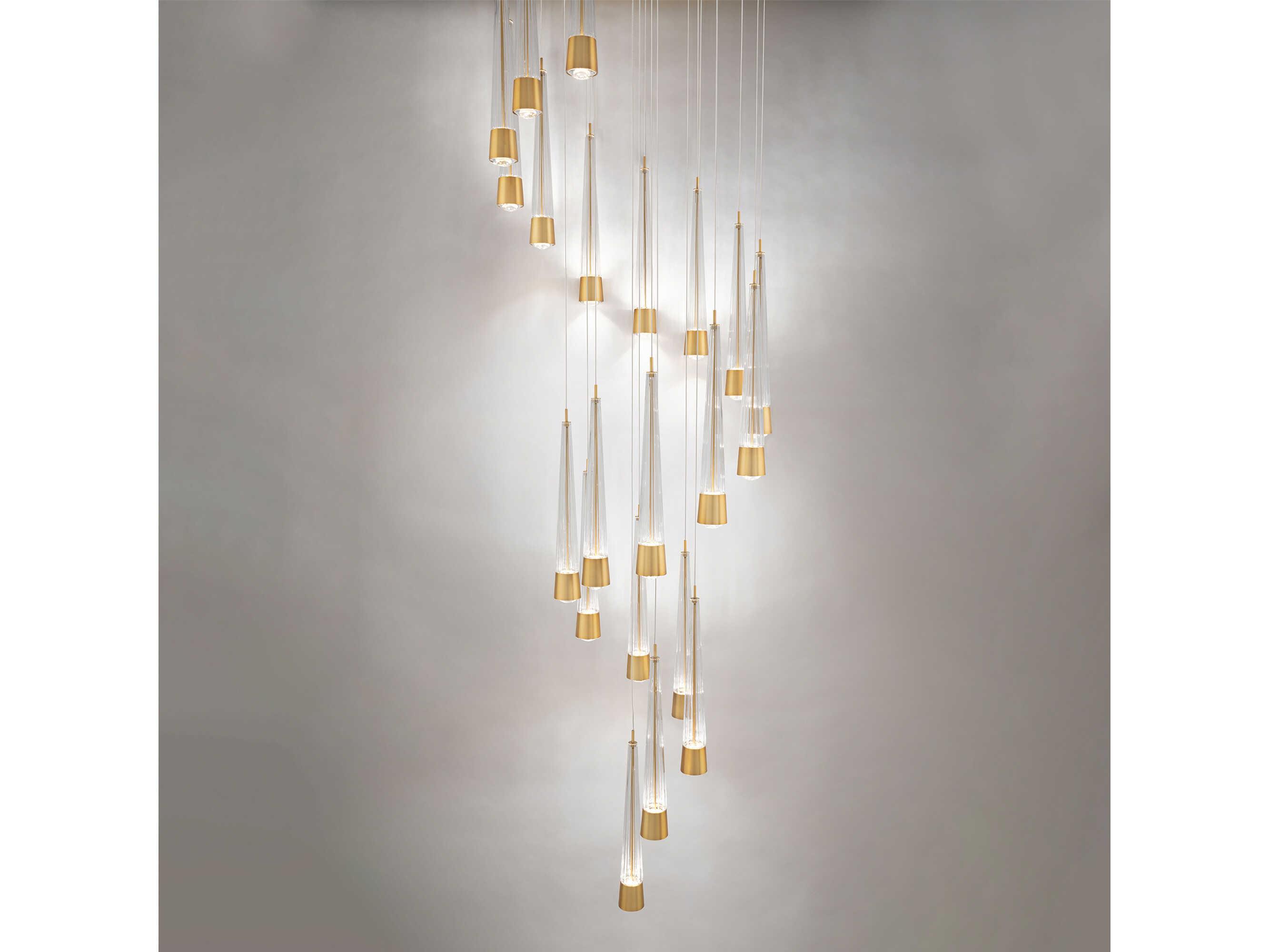 dweLED by WAC Lighting Quill 21-Light Aged Brass Linear Pendant