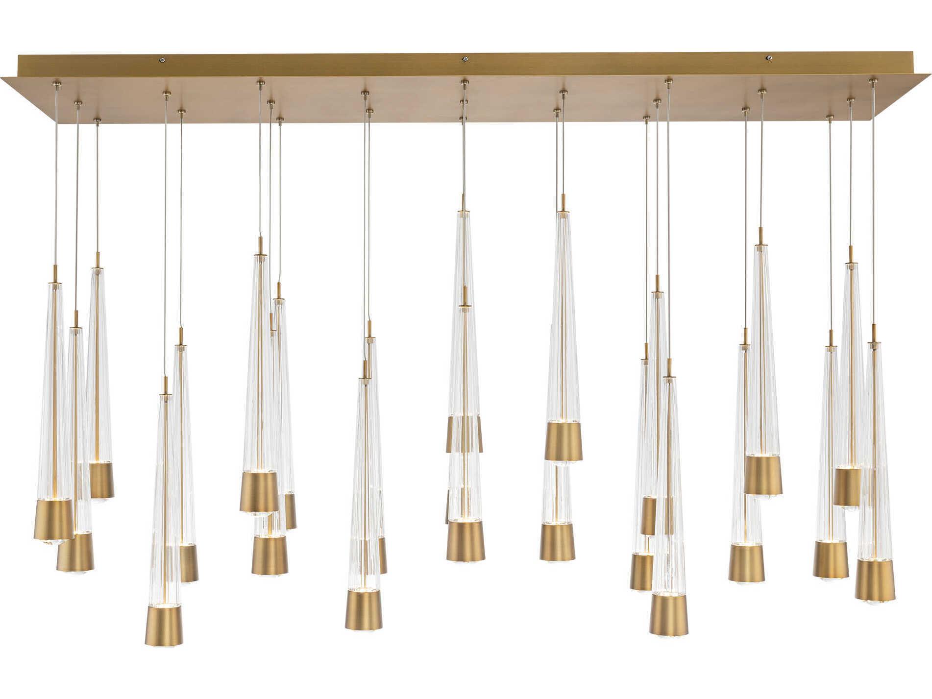 dweLED by WAC Lighting Quill 23-Light Aged Brass Linear Island Pendant