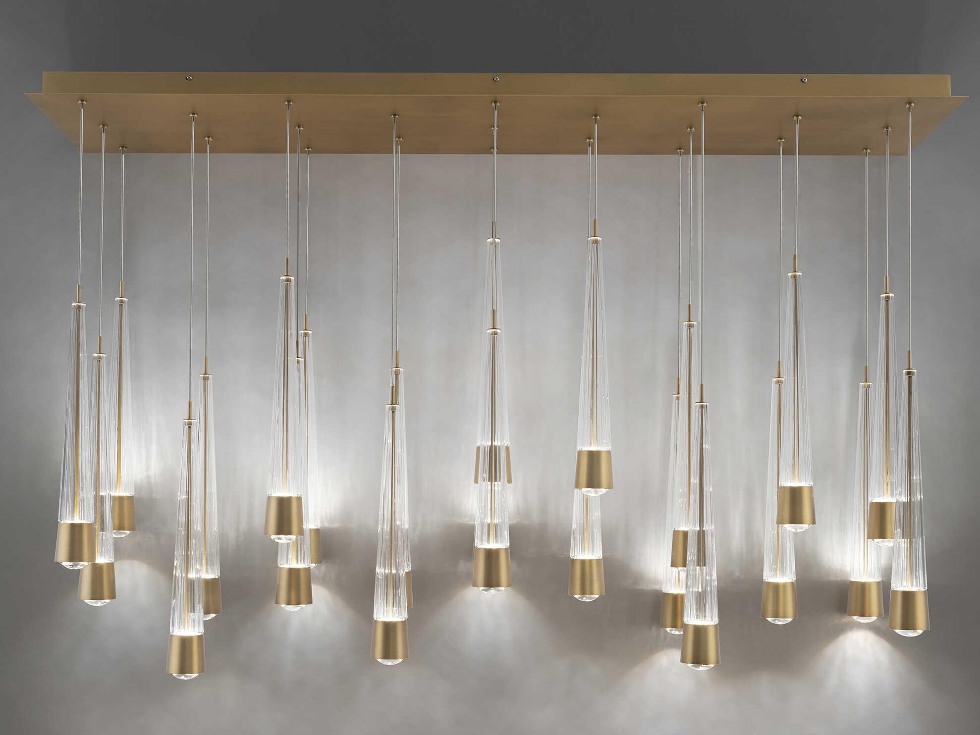 dweLED by WAC Lighting Quill 23-Light Aged Brass Linear Island Pendant