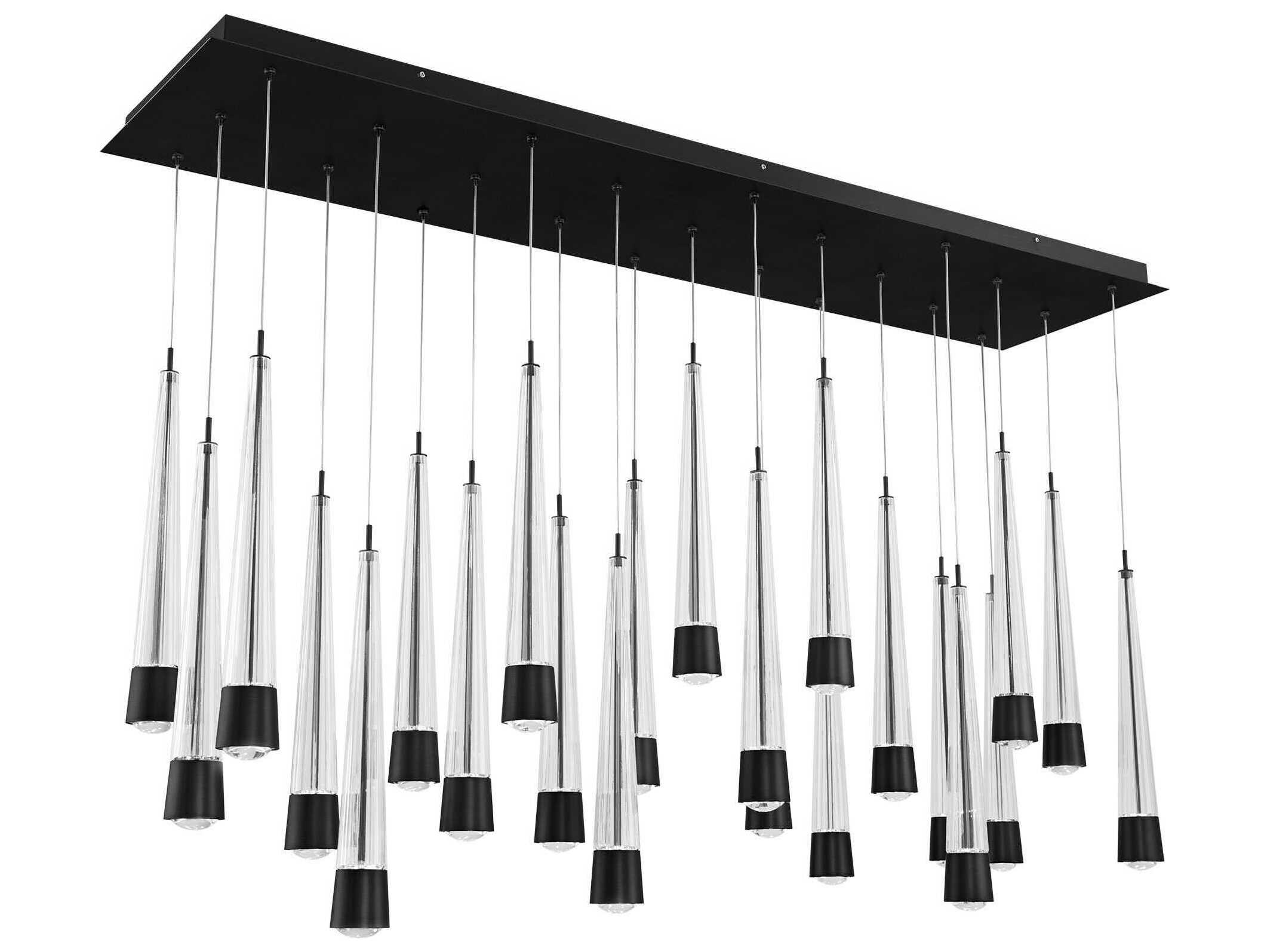 dweLED by WAC Lighting Quill 23-Light Black Linear Island Pendant