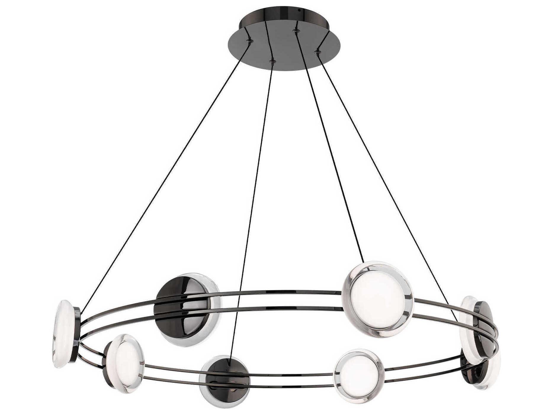 dweLED by WAC Lighting Bracelet 8-Light Black Chrome Linear Round Pendant