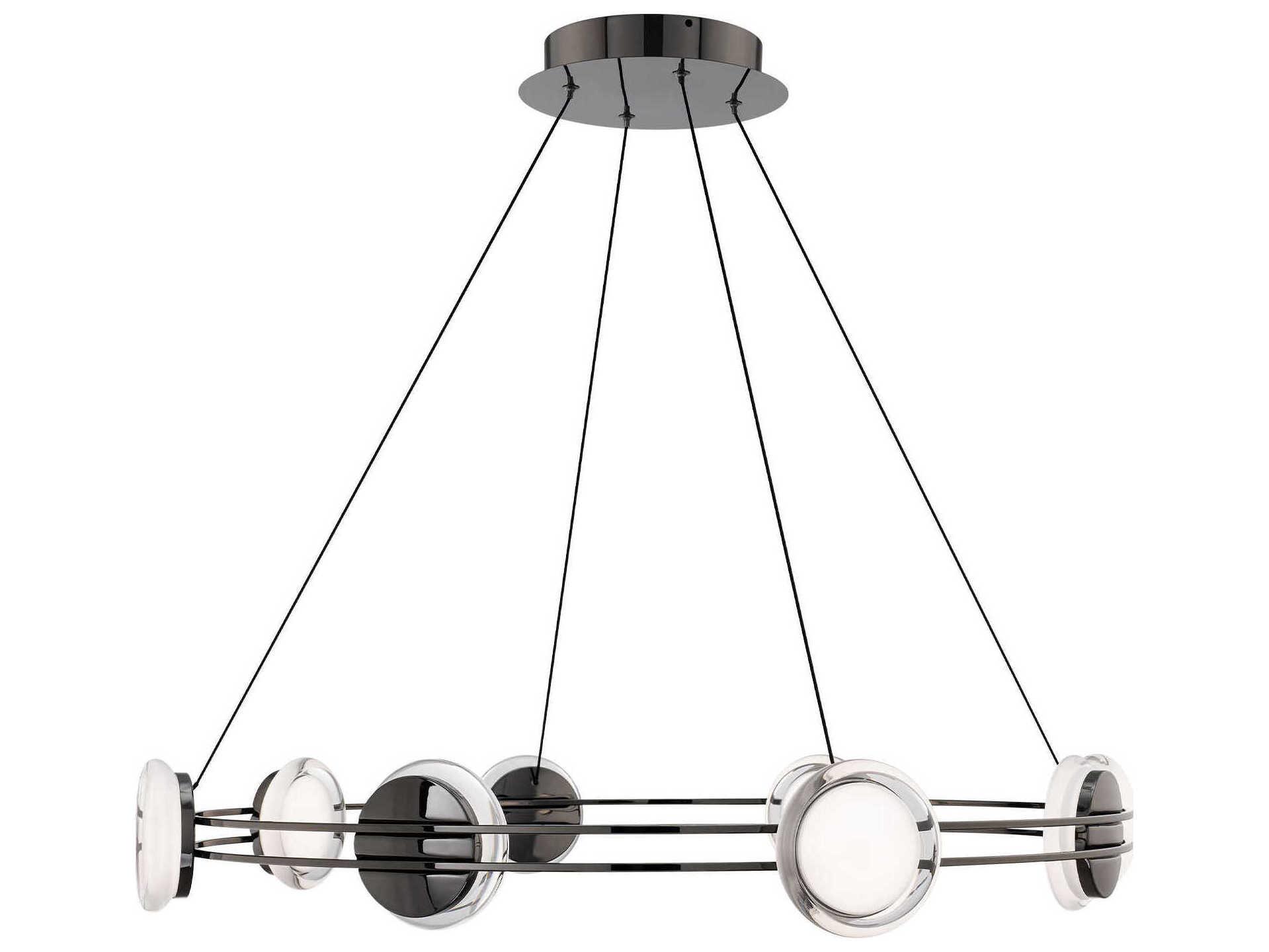 dweLED by WAC Lighting Bracelet 8-Light Black Chrome Linear Round Pendant
