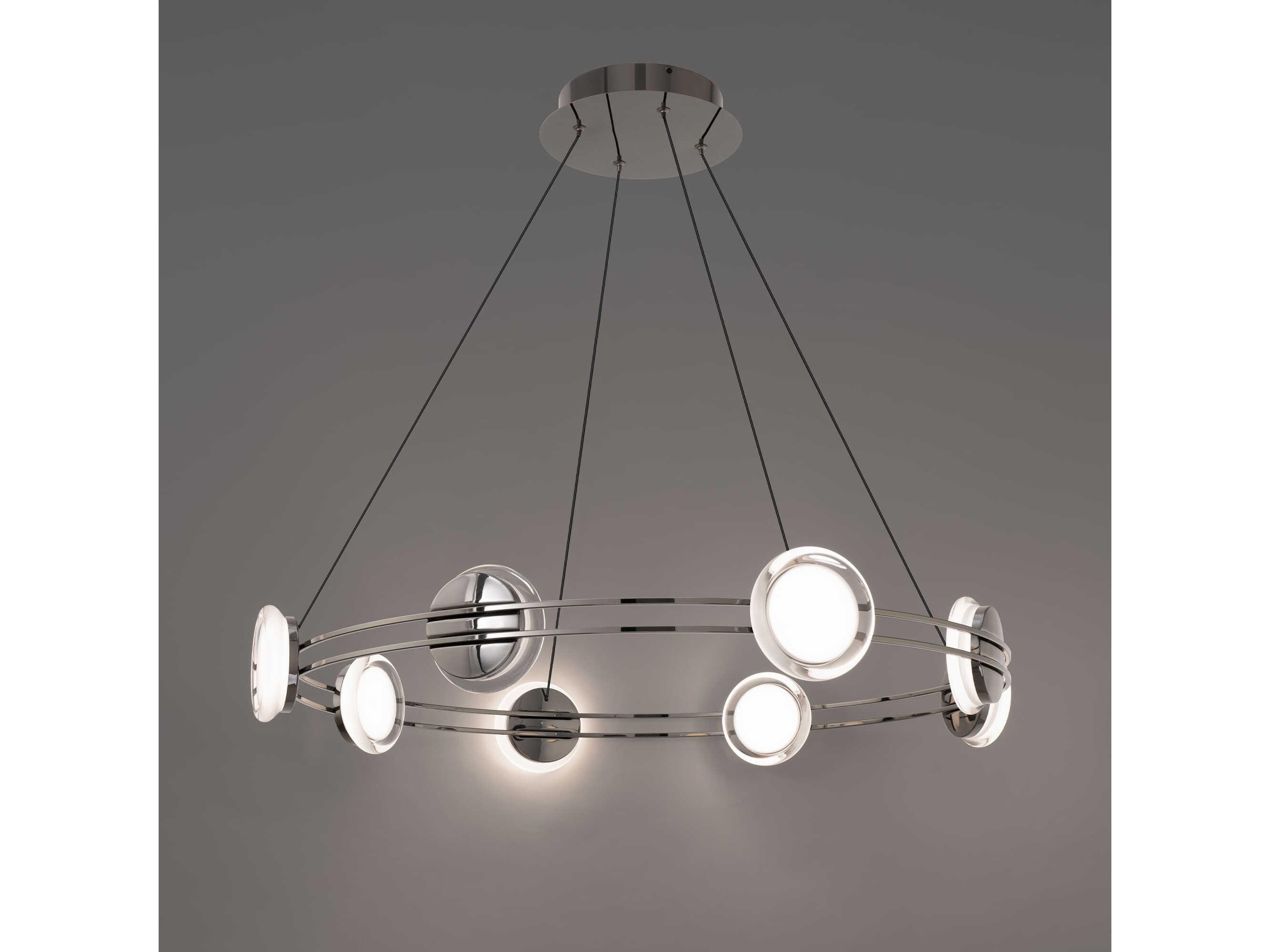 dweLED by WAC Lighting Bracelet 8-Light Black Chrome Linear Round Pendant