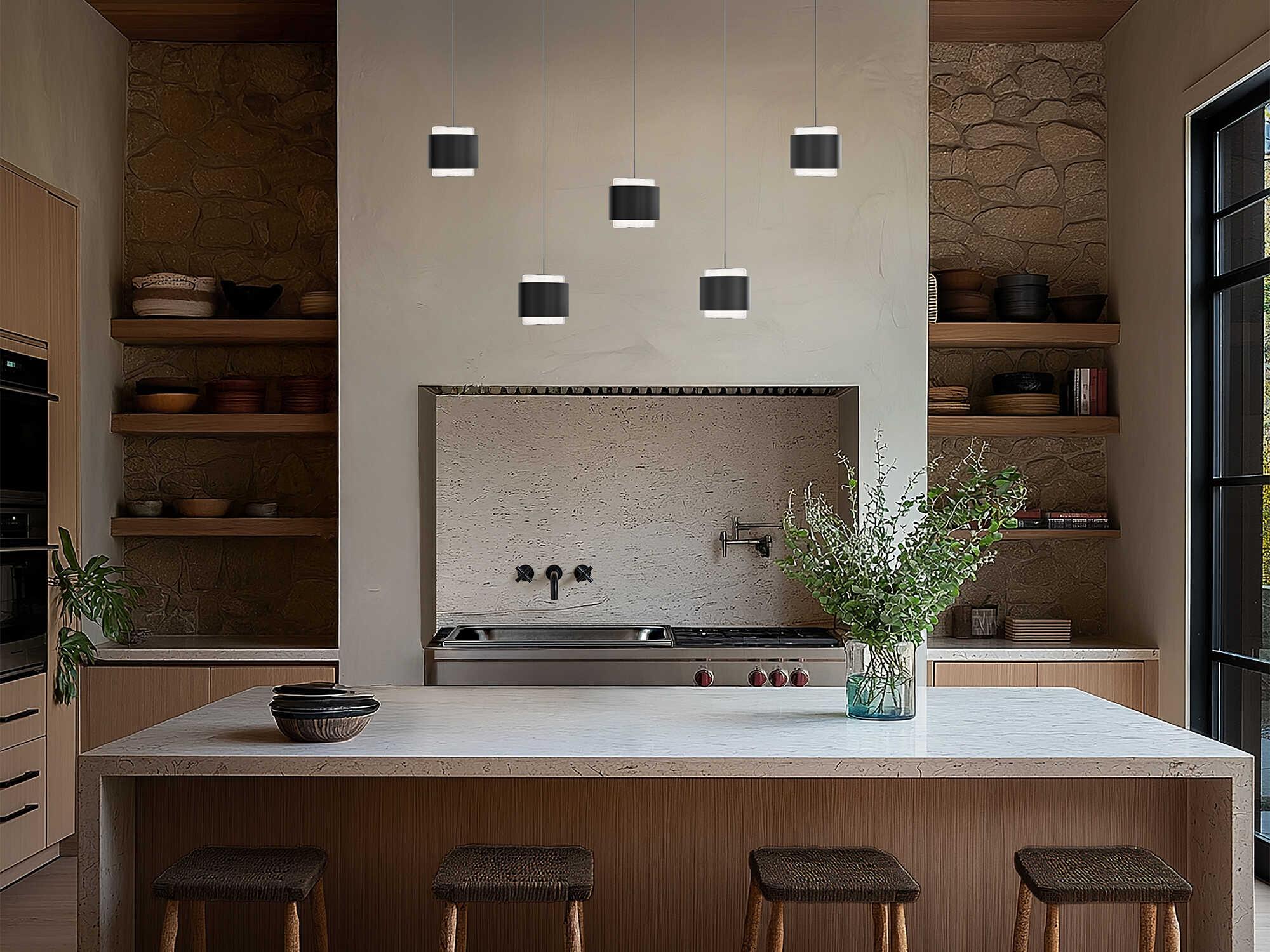 dweLED by WAC Lighting Banded 5-Light Black Island Pendant