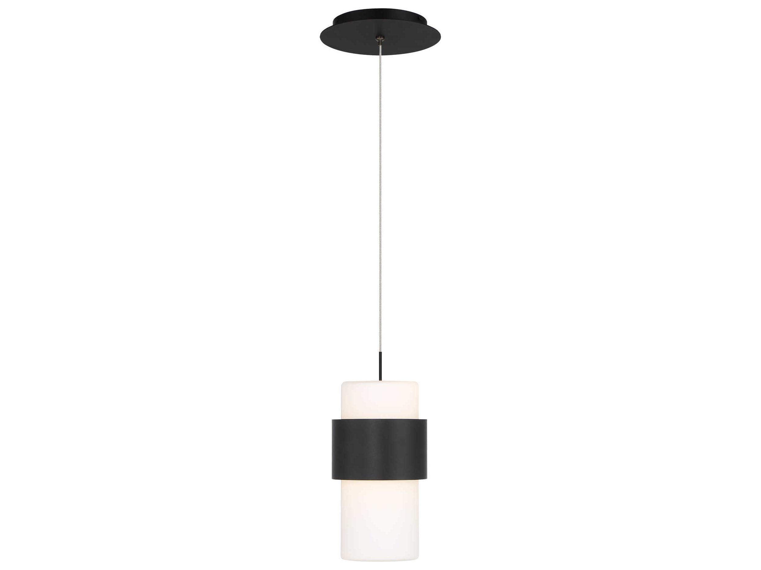 dweLED by WAC Lighting Banded 1-Light Black LED Cylinder Mini Pendant