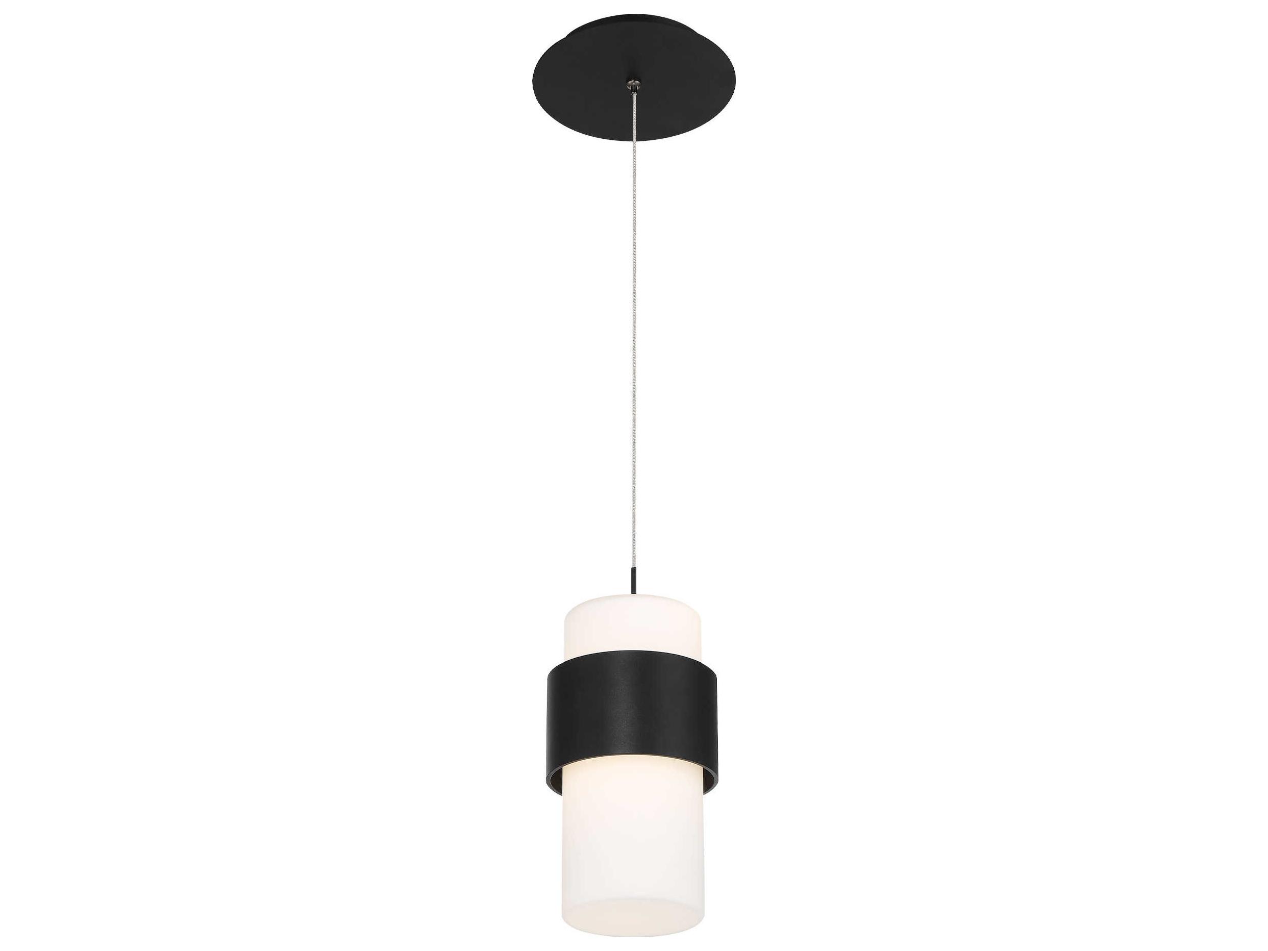 dweLED by WAC Lighting Banded 1-Light Black LED Cylinder Mini Pendant