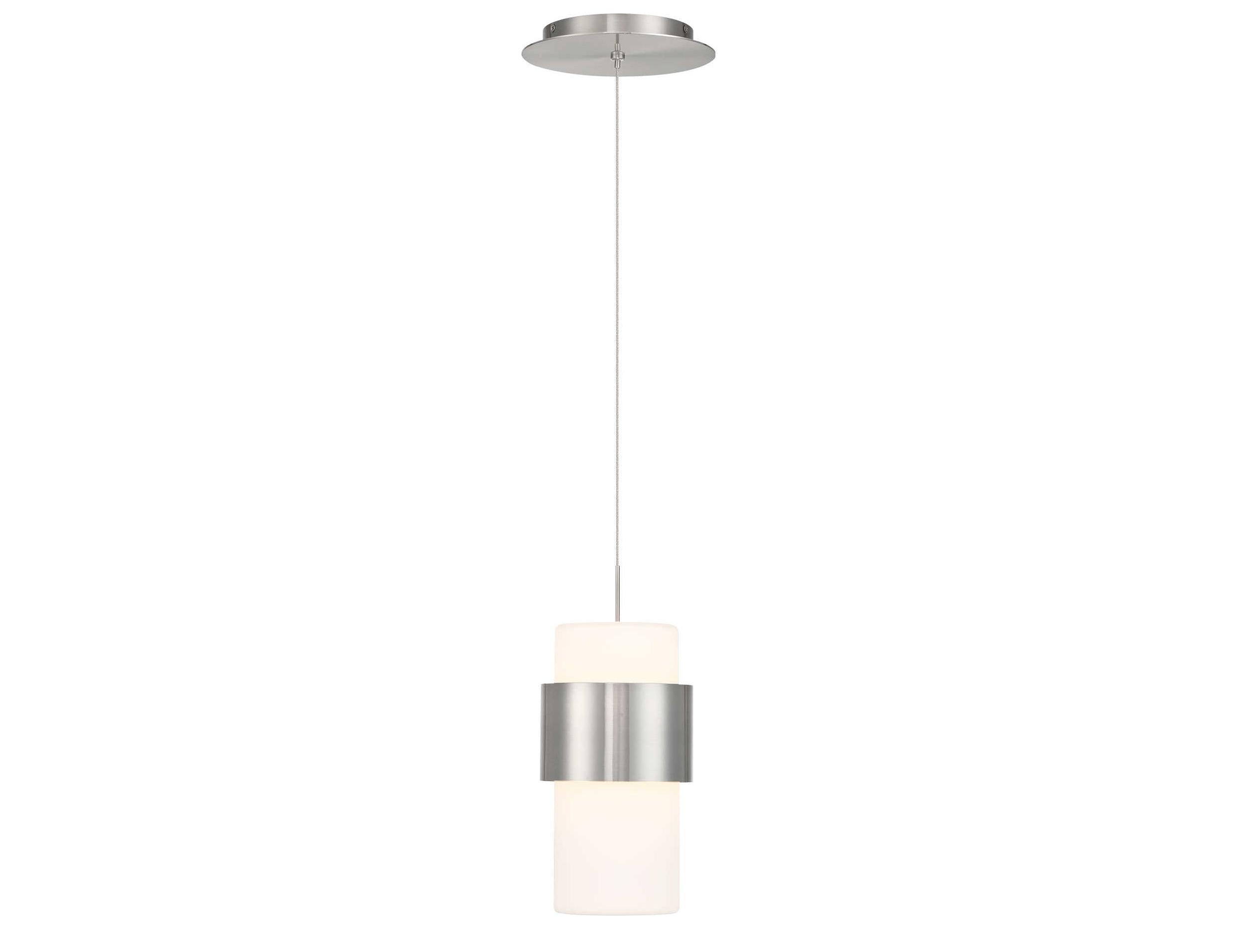 dweLED by WAC Lighting Banded 1-Light Brushed Nickel LED Cylinder Mini Pendant