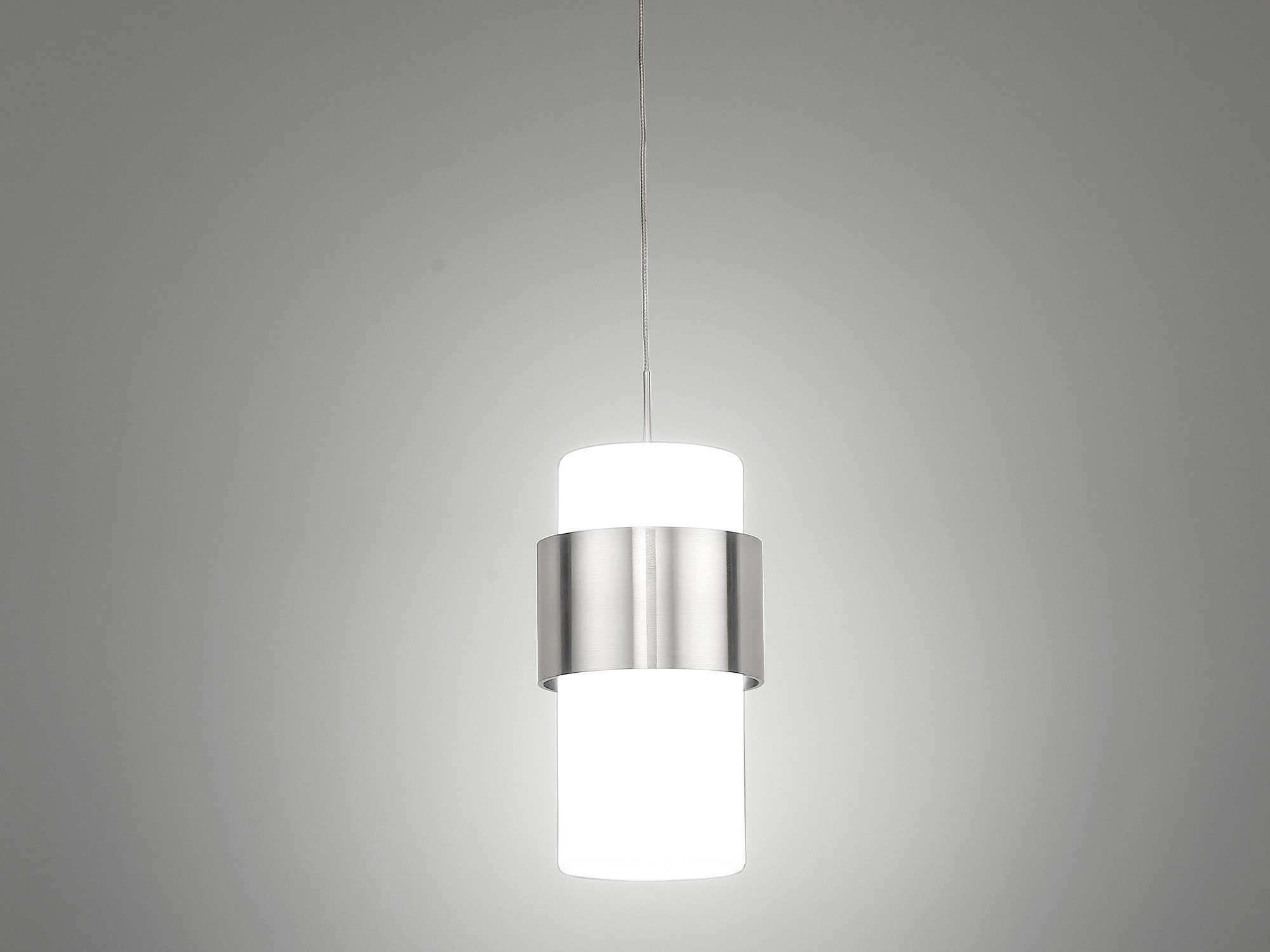 dweLED by WAC Lighting Banded 1-Light Brushed Nickel LED Cylinder Mini Pendant