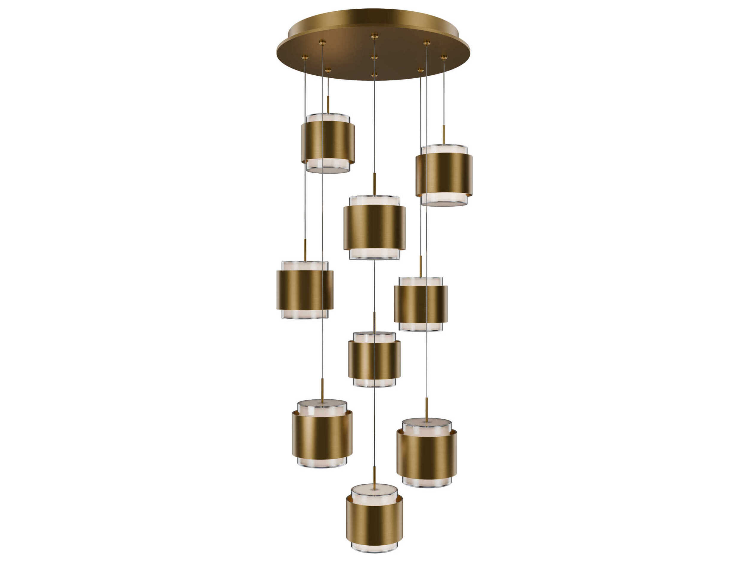 dweLED by WAC Lighting Banded 9-Light Aged Brass Pendant