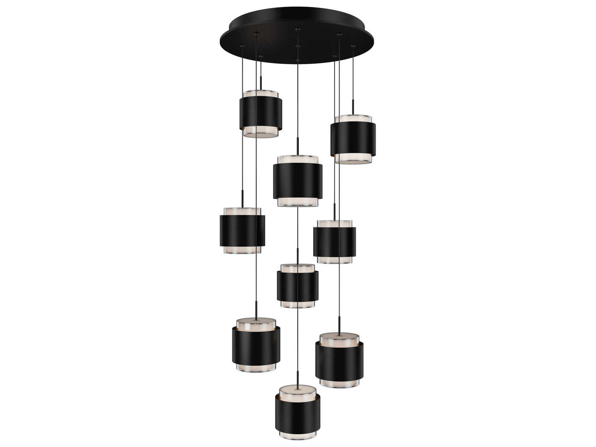 dweLED by WAC Lighting Banded 9-Light Black Pendant