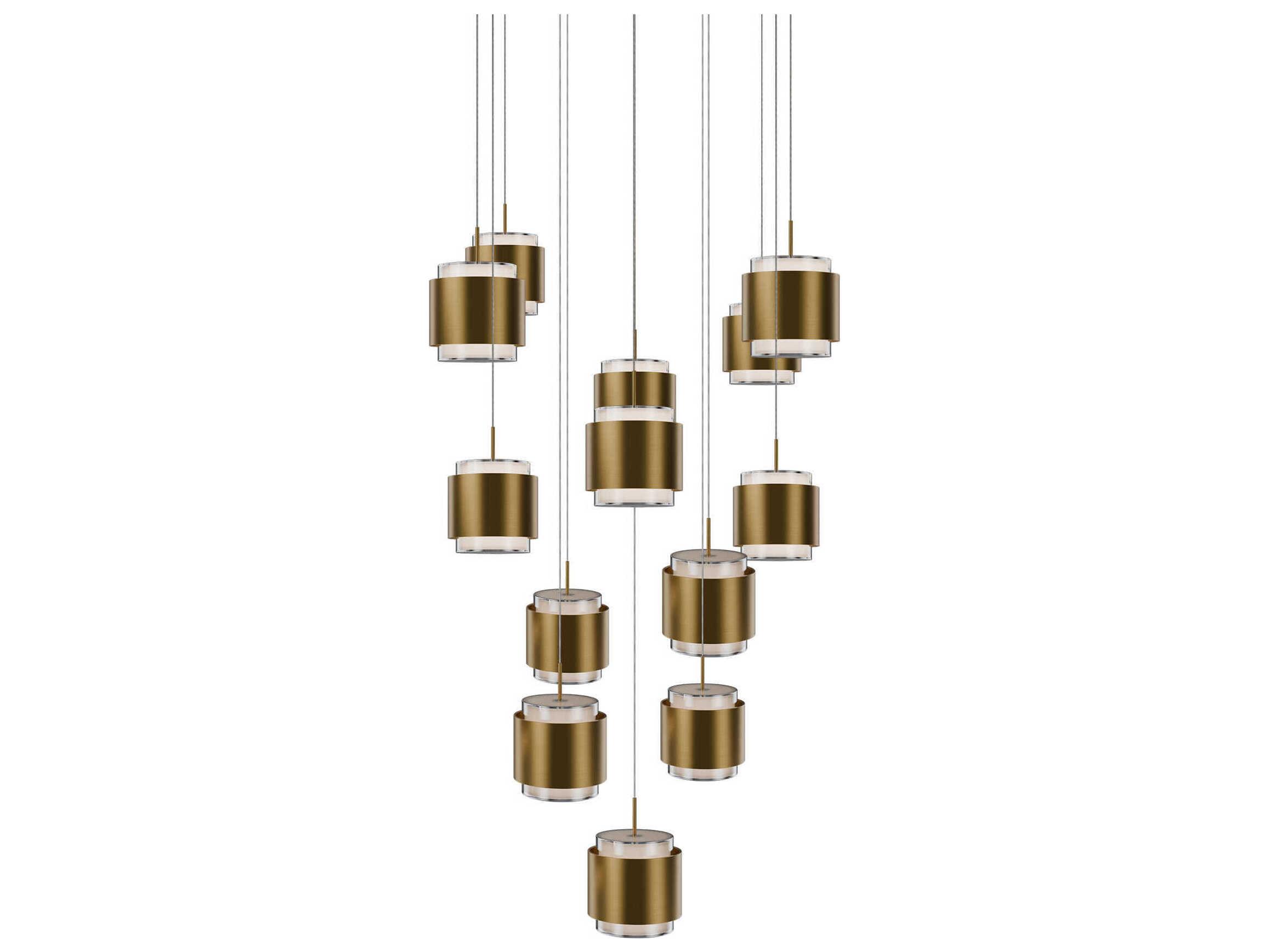 dweLED by WAC Lighting Banded 13-Light Aged Brass Pendant