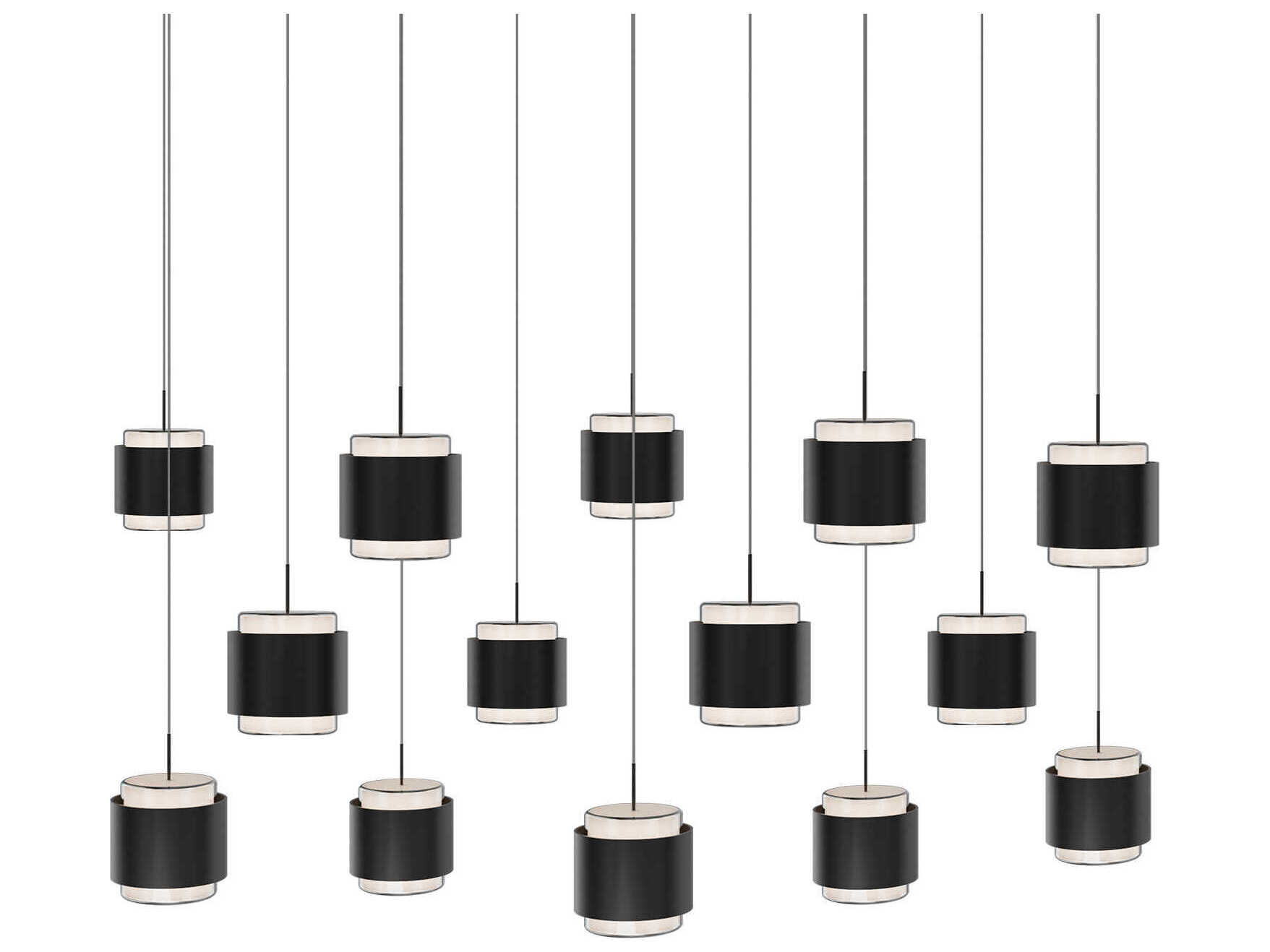 dweLED by WAC Lighting Banded 14-Light Black Island Pendant