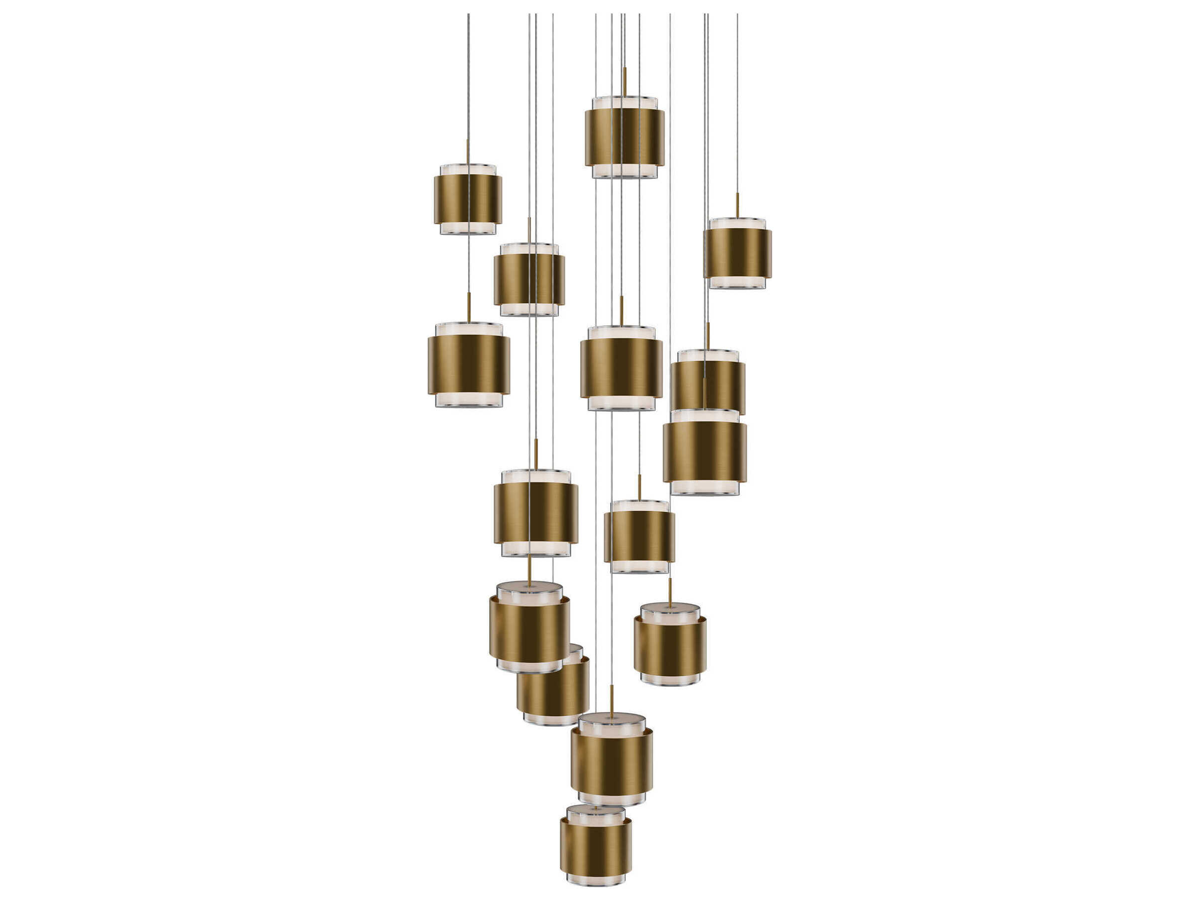 dweLED by WAC Lighting Banded 15-Light Aged Brass Pendant