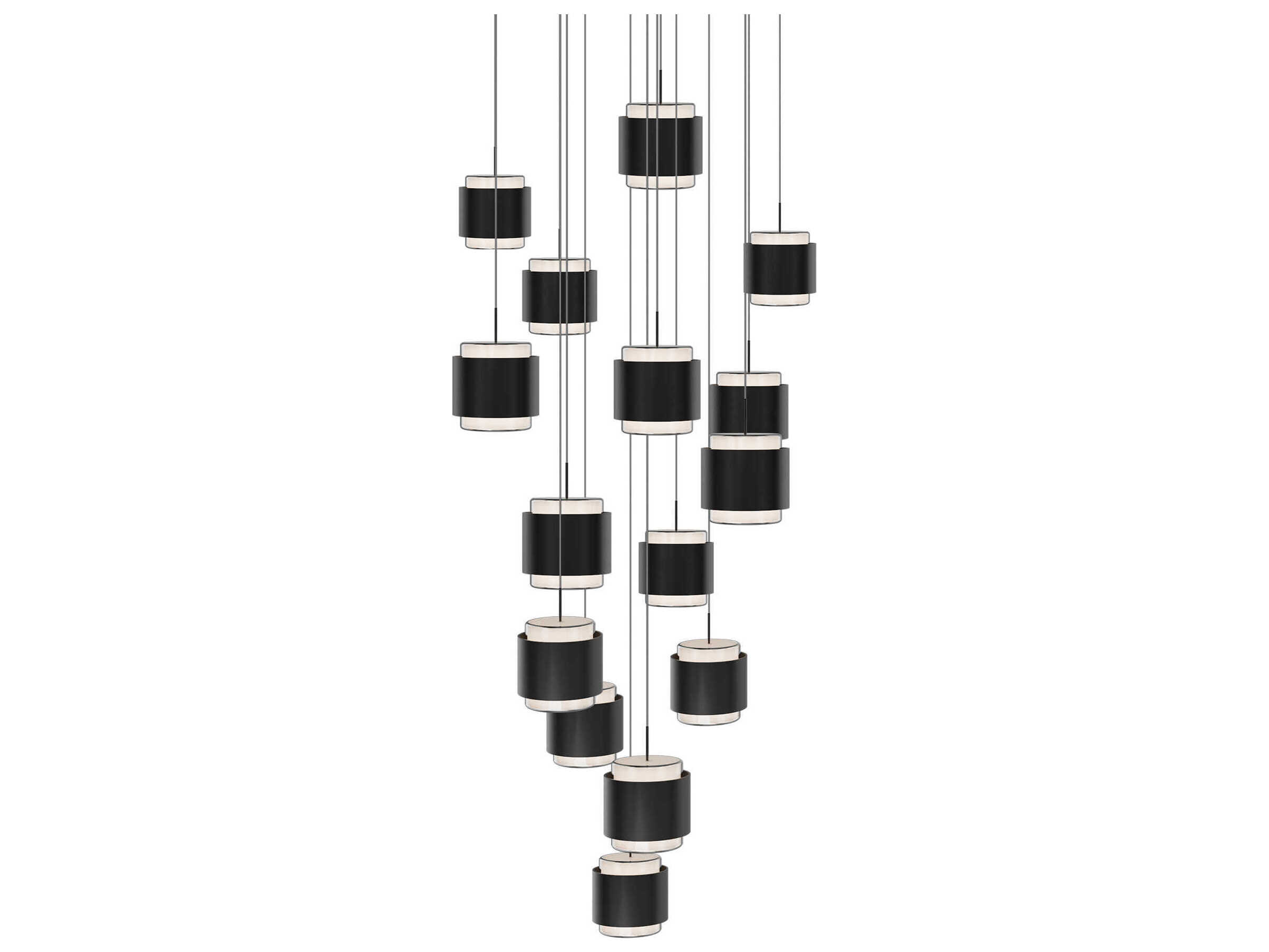 dweLED by WAC Lighting Banded 15-Light Black Pendant