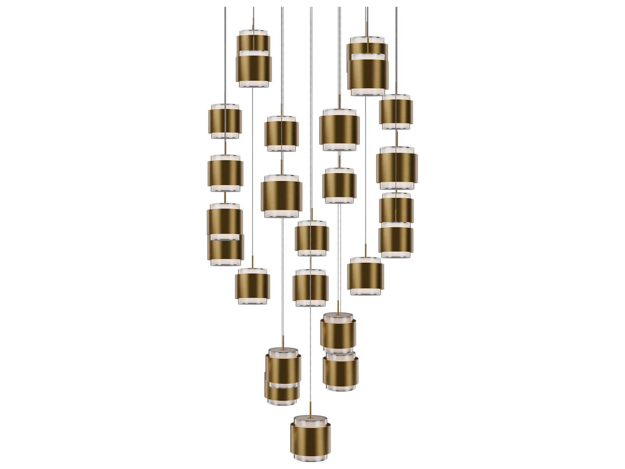 dweLED by WAC Lighting Banded 25-Light Aged Brass Pendant