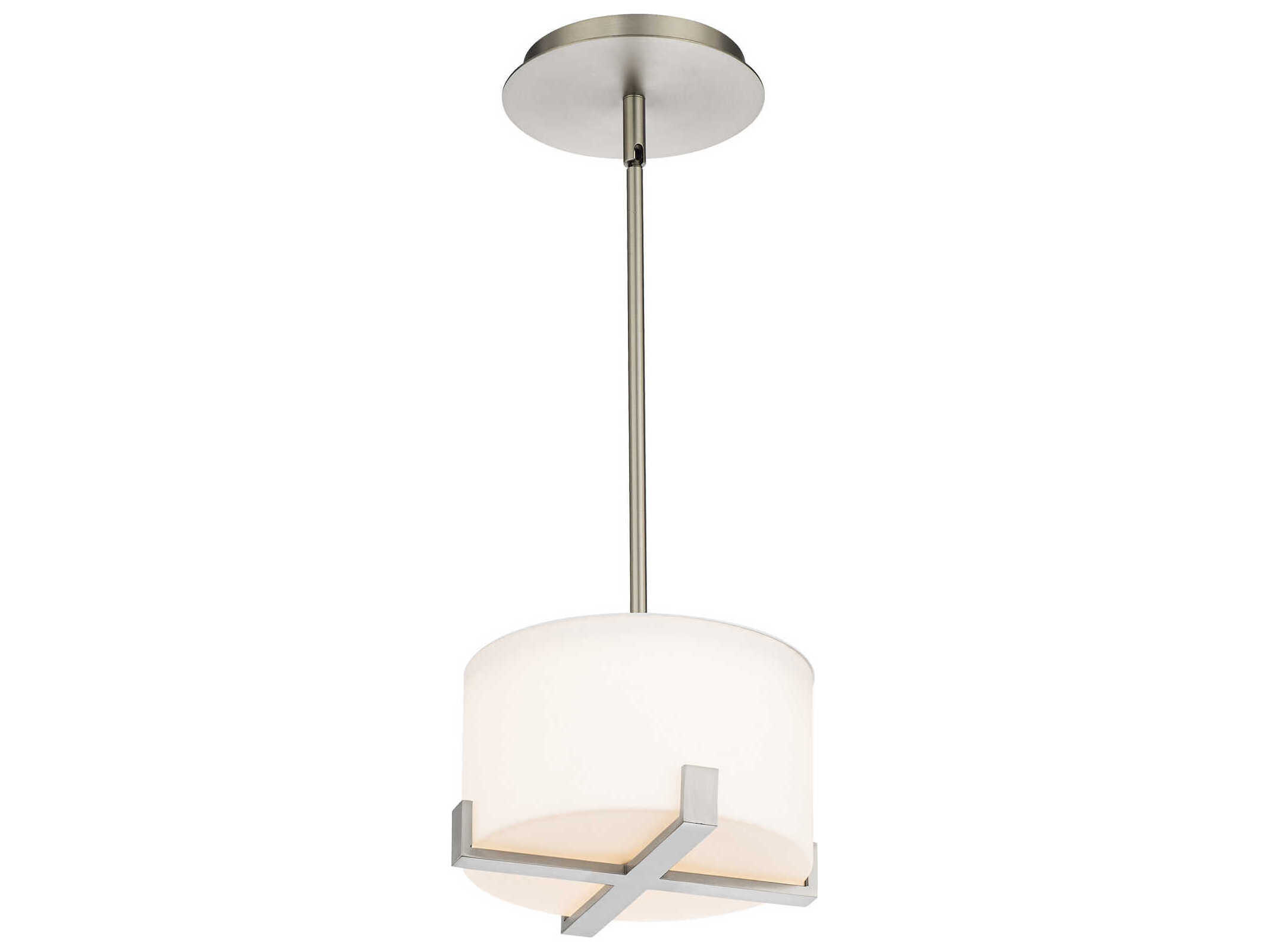 dweLED by WAC Lighting Laurel 1-Light Brushed Nickel Glass LED Drum Round Mini Pendant