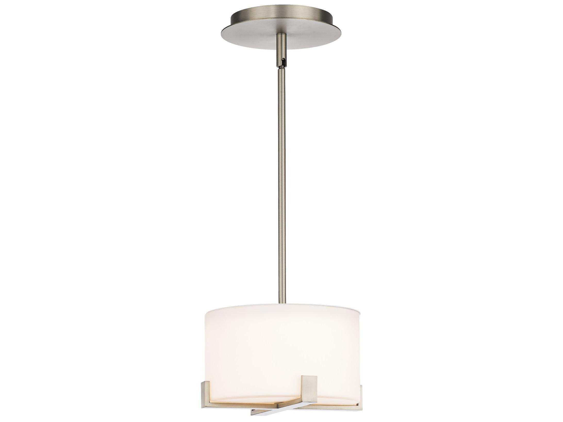 dweLED by WAC Lighting Laurel 1-Light Brushed Nickel Glass LED Drum Round Mini Pendant