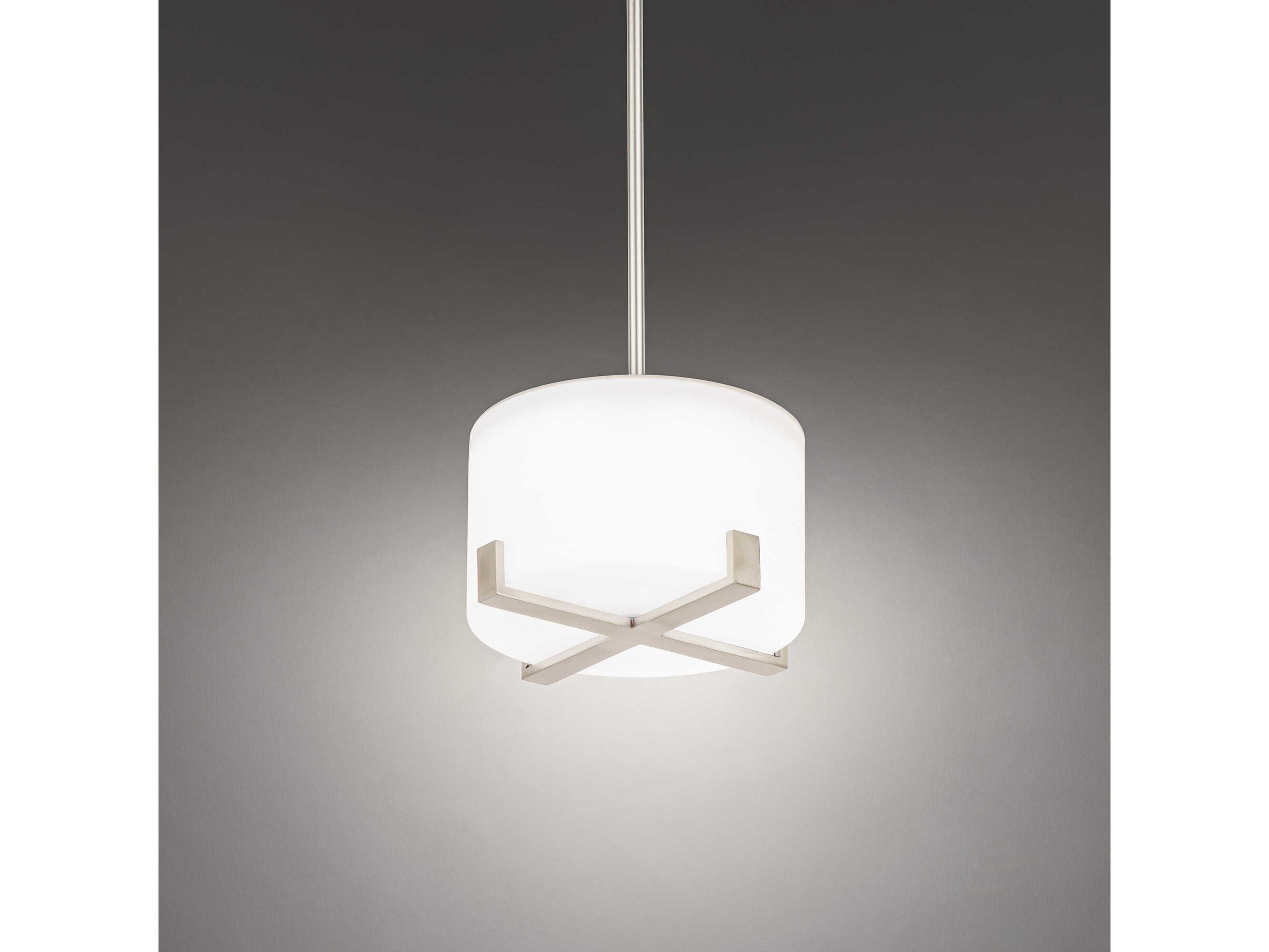 dweLED by WAC Lighting Laurel 1-Light Brushed Nickel Glass LED Drum Round Mini Pendant