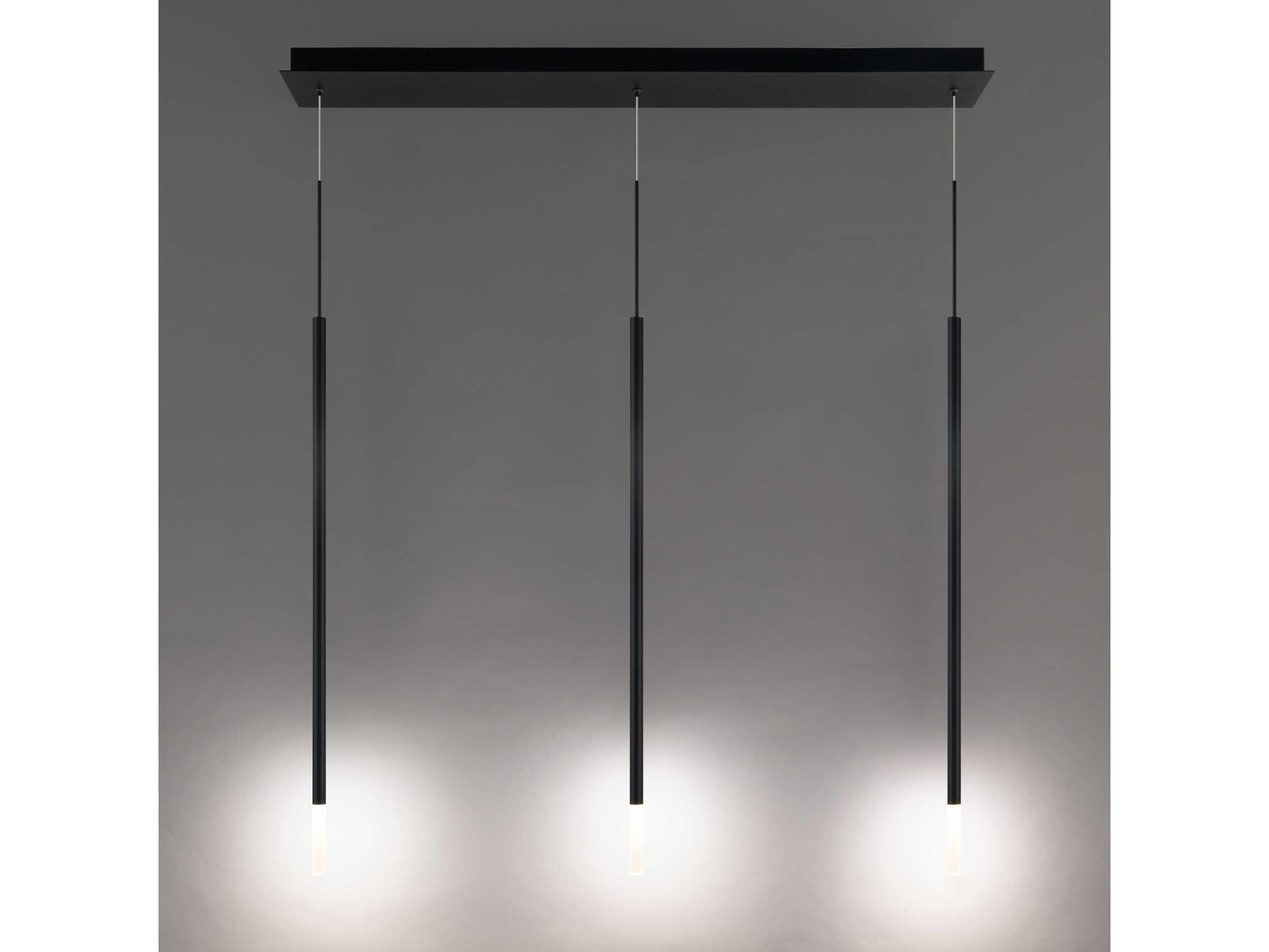 dweLED by WAC Lighting Viggo 3-Light Black Cylinder Linear Island Pendant