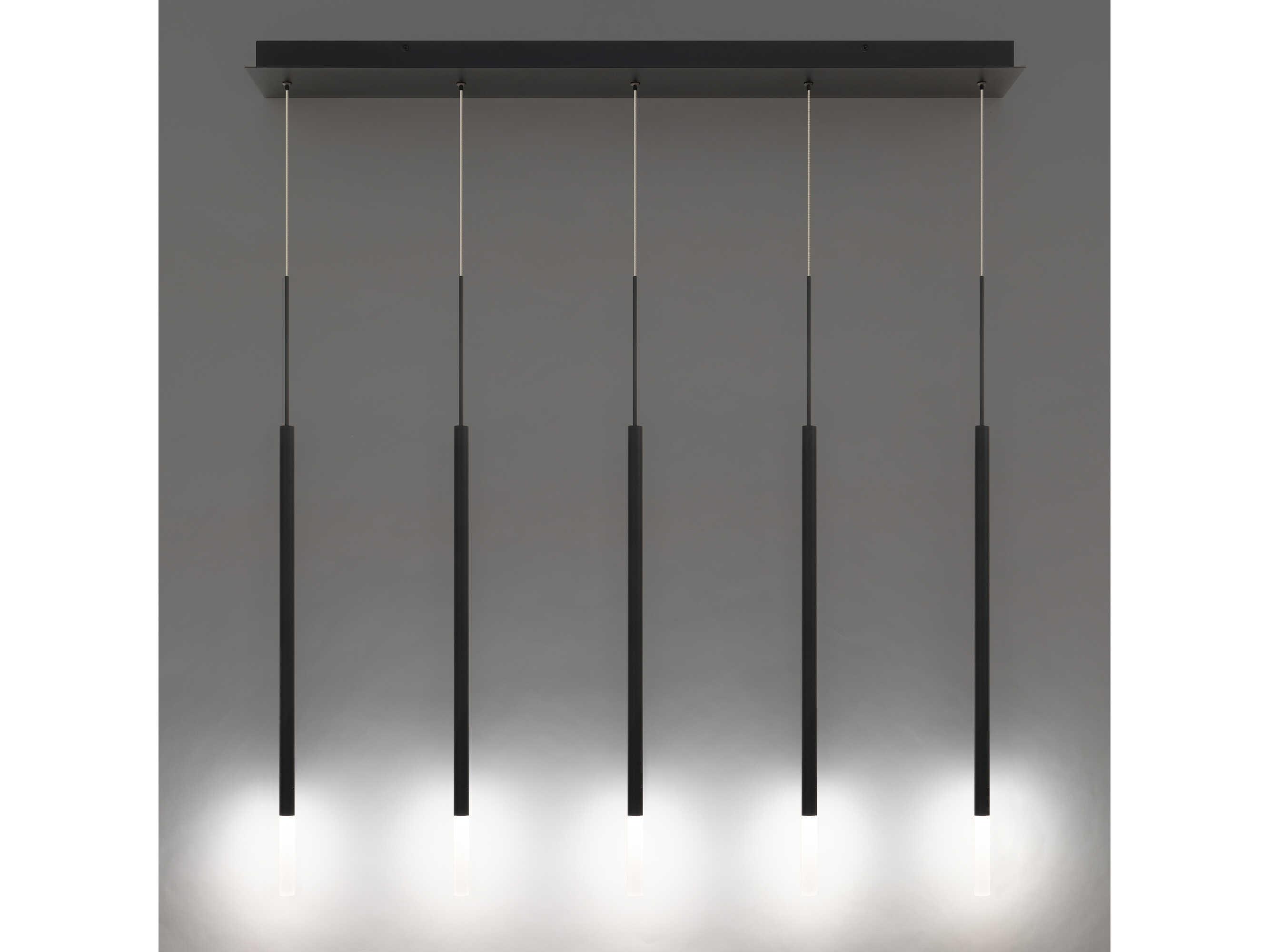 dweLED by WAC Lighting Viggo 5-Light Black Cylinder Linear Island Pendant