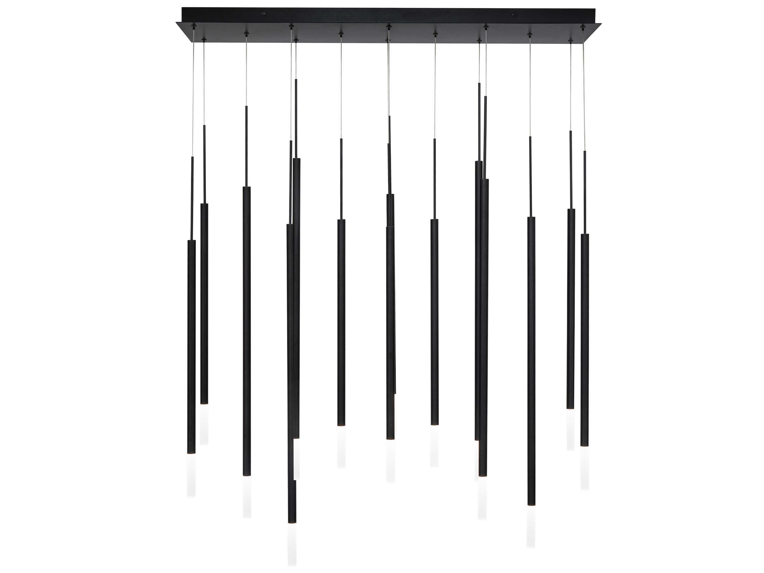 dweLED by WAC Lighting Viggo 14-Light Black Cylinder Linear Island Pendant