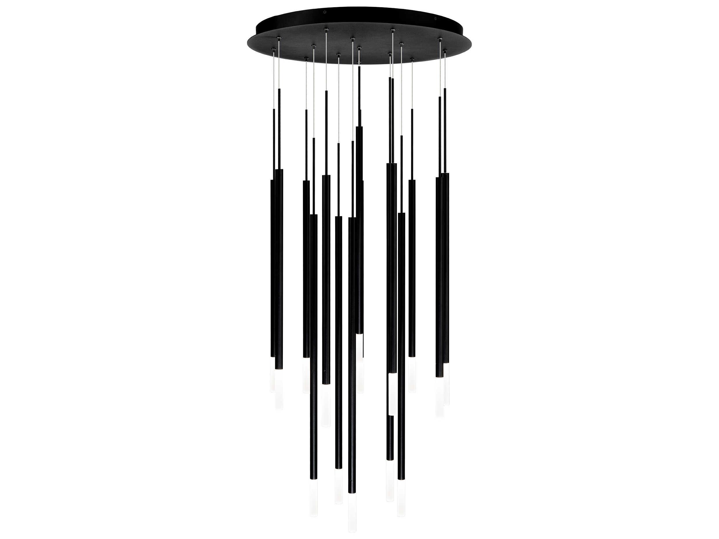 dweLED by WAC Lighting Viggo 15-Light Black Cylinder Linear Pendant