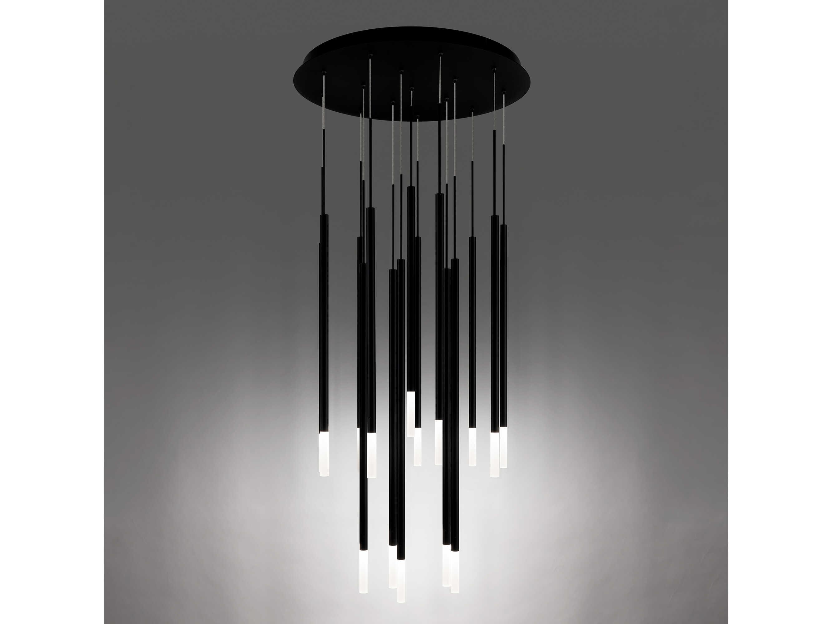dweLED by WAC Lighting Viggo 15-Light Black Cylinder Linear Pendant
