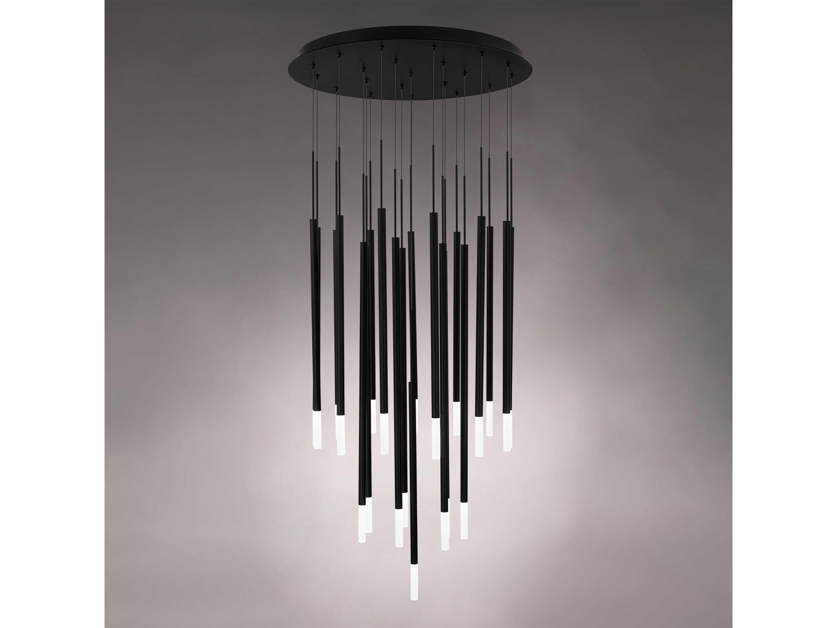 dweLED by WAC Lighting Viggo 21-Light Black Cylinder Linear Pendant