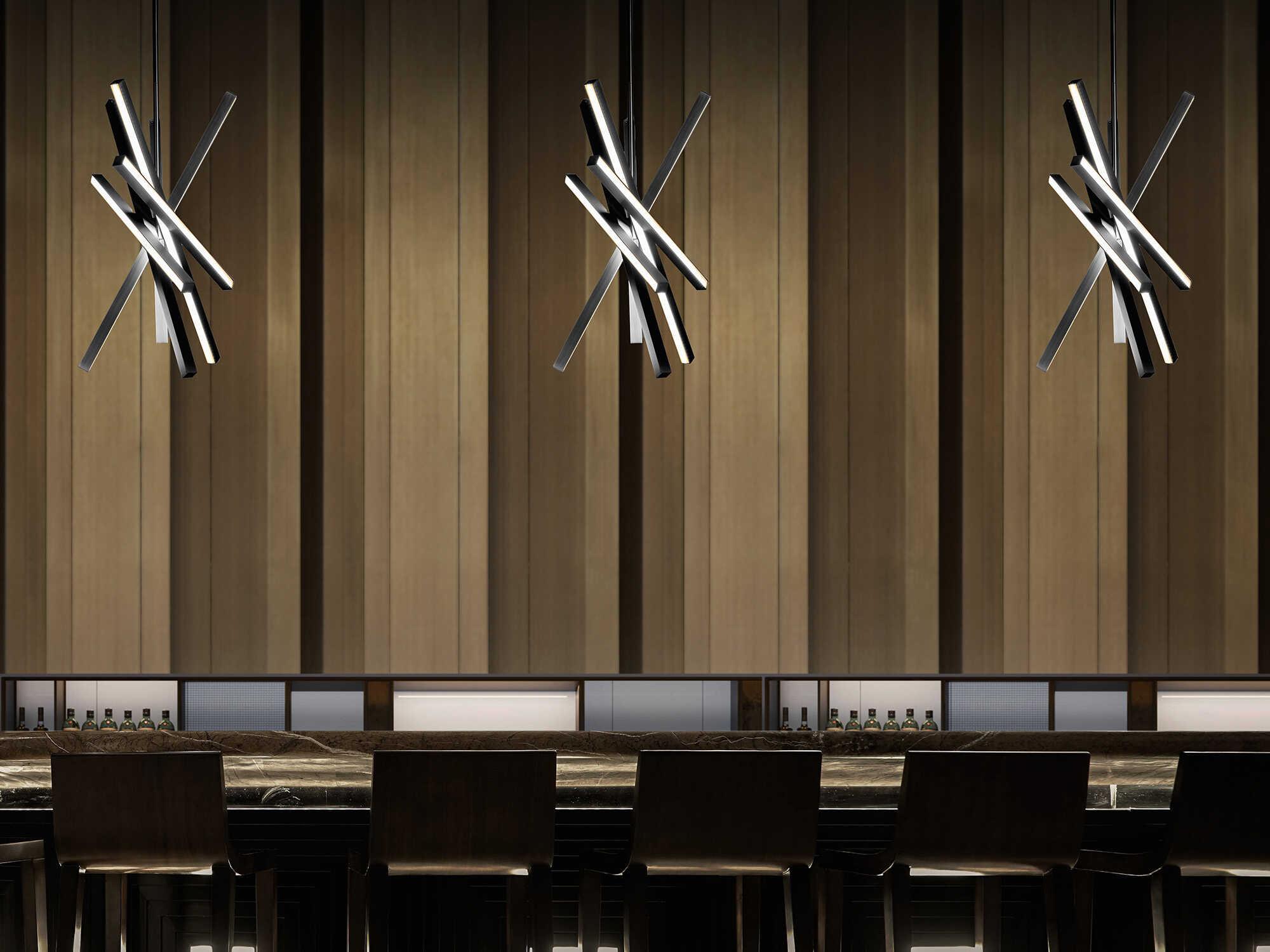 dweLED by WAC Lighting Parallax 6-Light Black LED Geometric Pendant