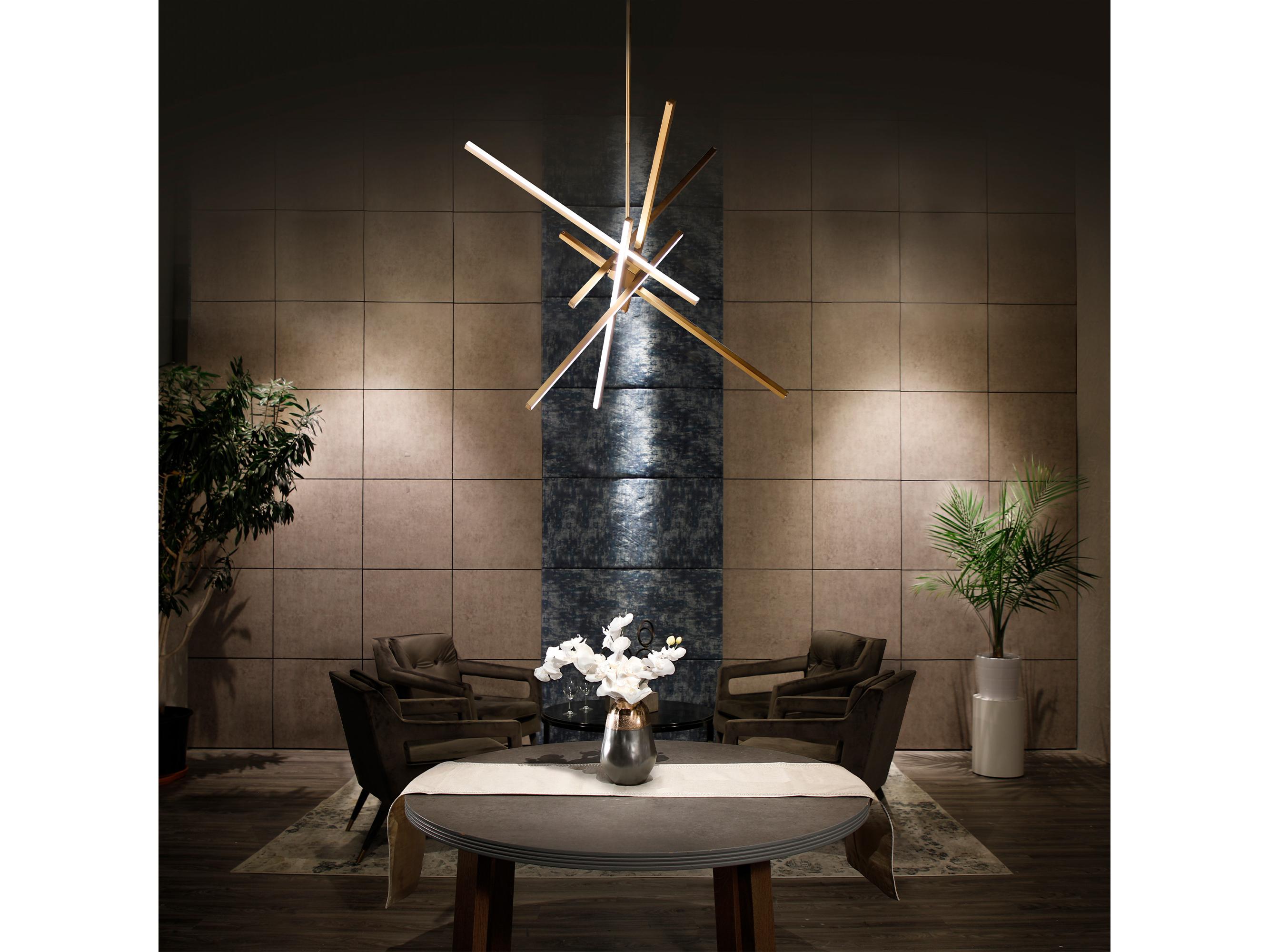 dweLED by WAC Lighting Parallax 1-Light Aged Brass LED Sputnik Pendant