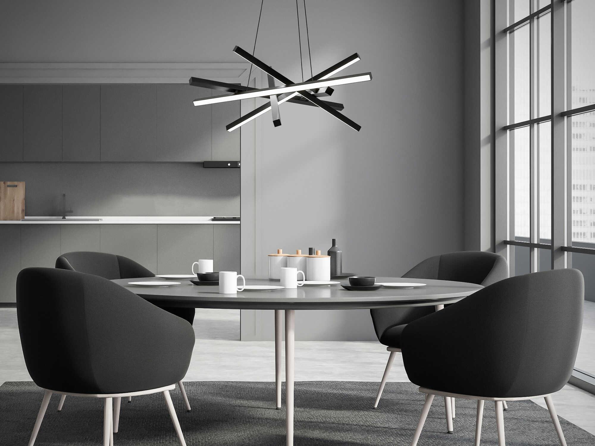 dweLED by WAC Lighting Parallax 6-Light Black LED Geometric Pendant