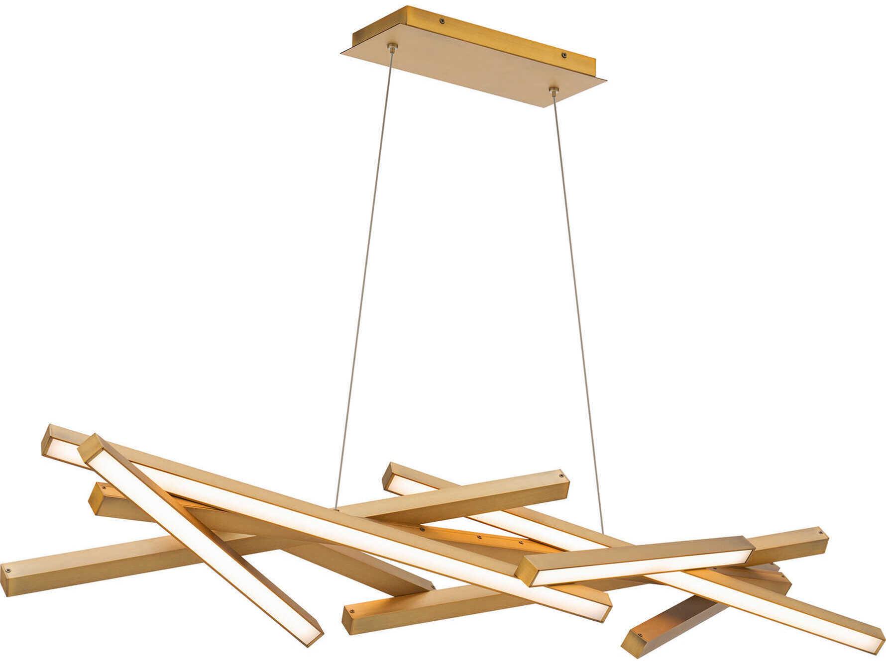 dweLED by WAC Lighting Parallax 8-Light Aged Brass Geometric Linear Island Pendant