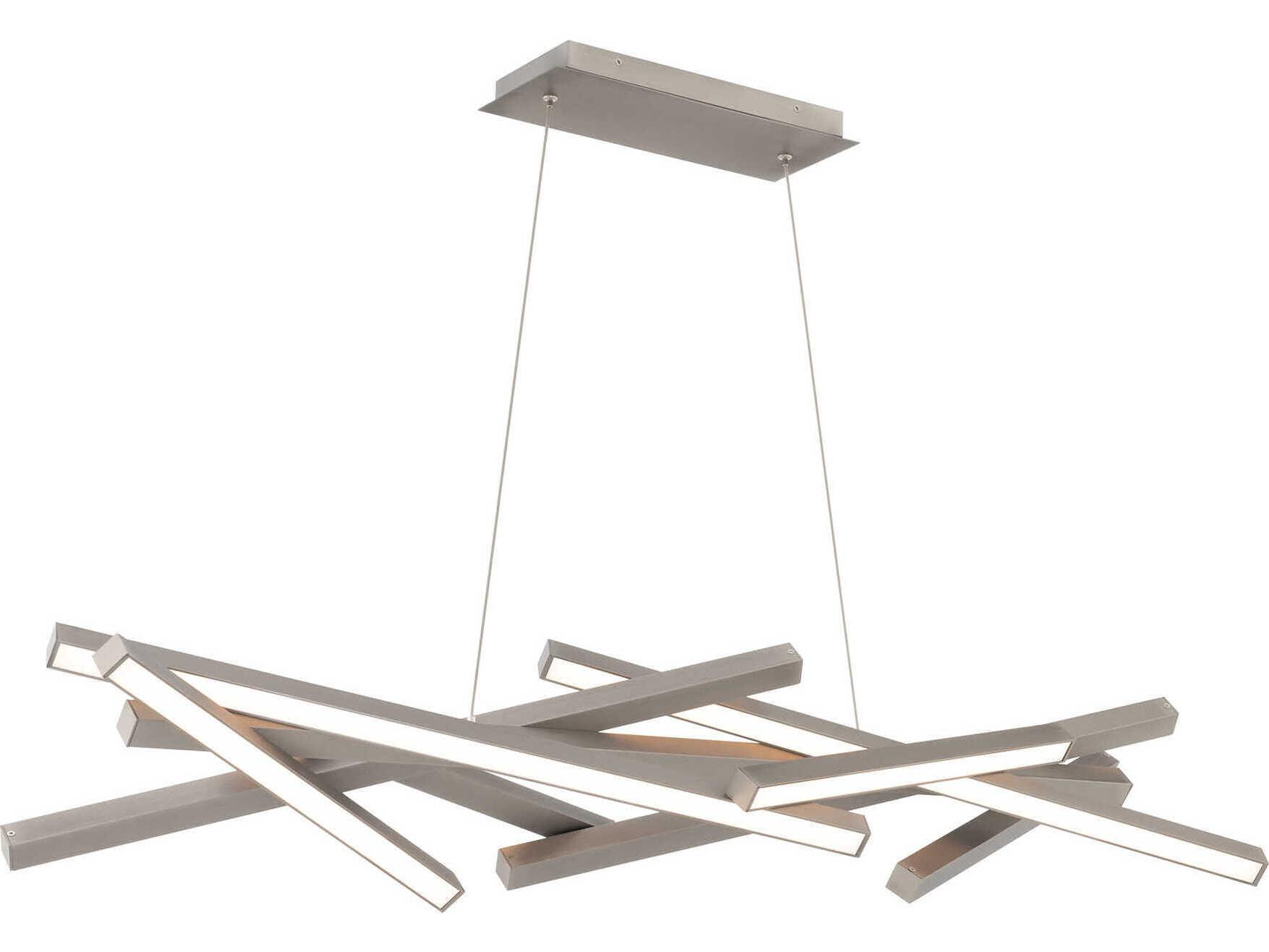 dweLED by WAC Lighting Parallax 8-Light Brushed Nickel Geometric Linear Island Pendant