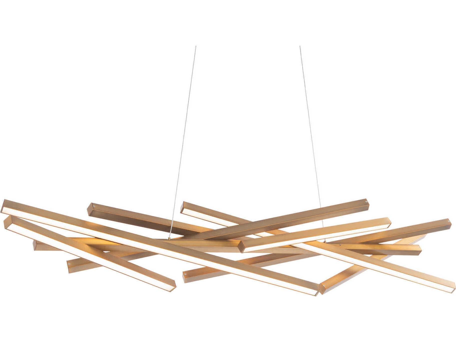 dweLED by WAC Lighting Parallax 8-Light Aged Brass LED Linear Island Pendant