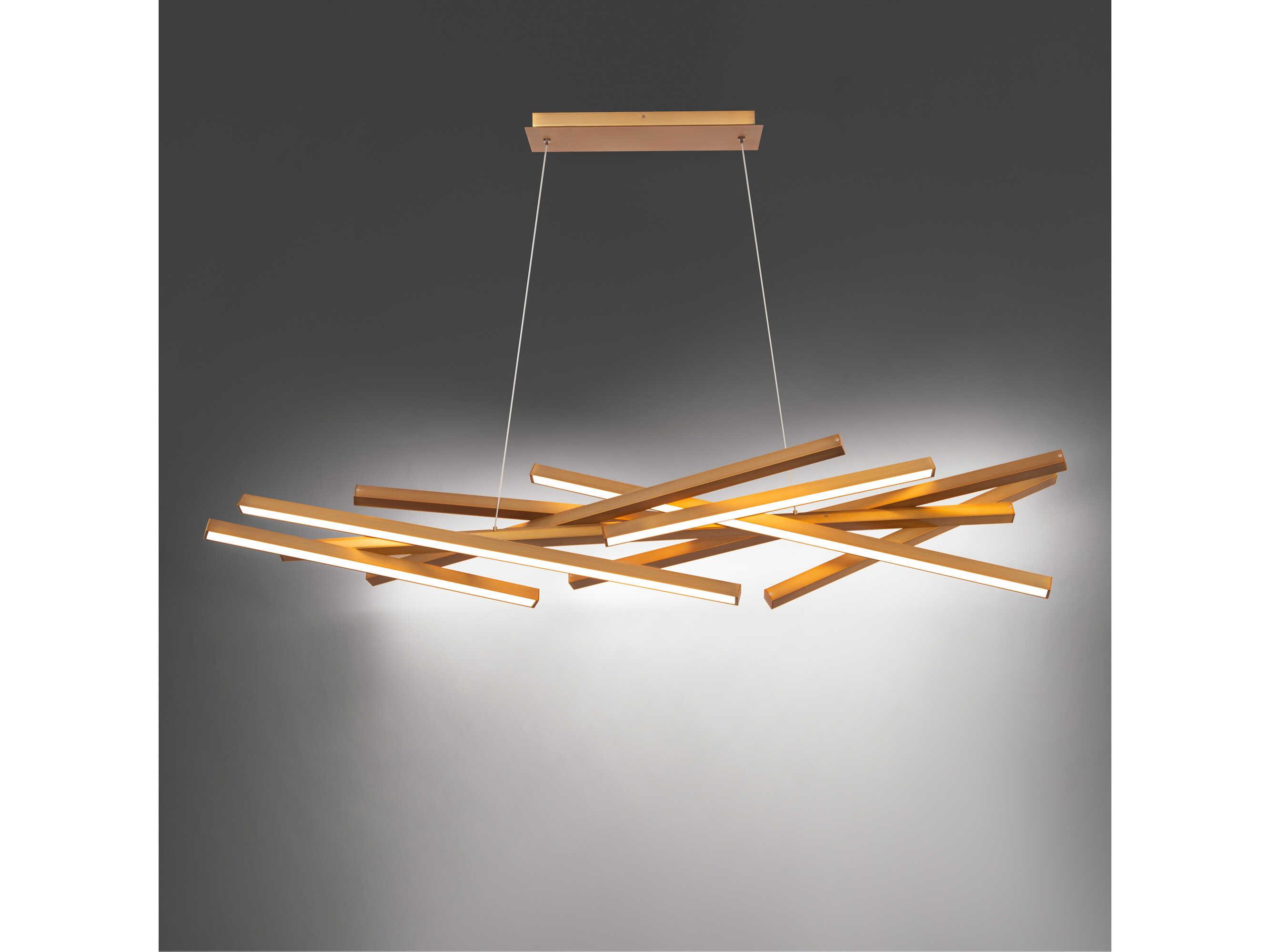 dweLED by WAC Lighting Parallax 8-Light Aged Brass LED Linear Island Pendant