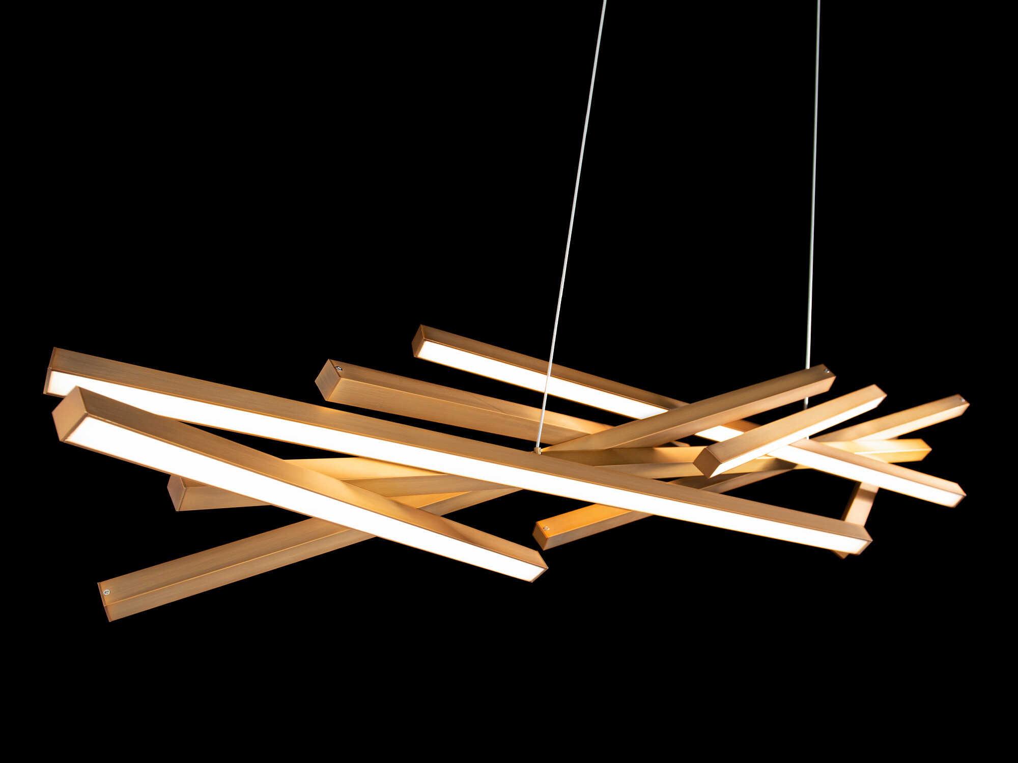 dweLED by WAC Lighting Parallax 8-Light Aged Brass LED Linear Island Pendant